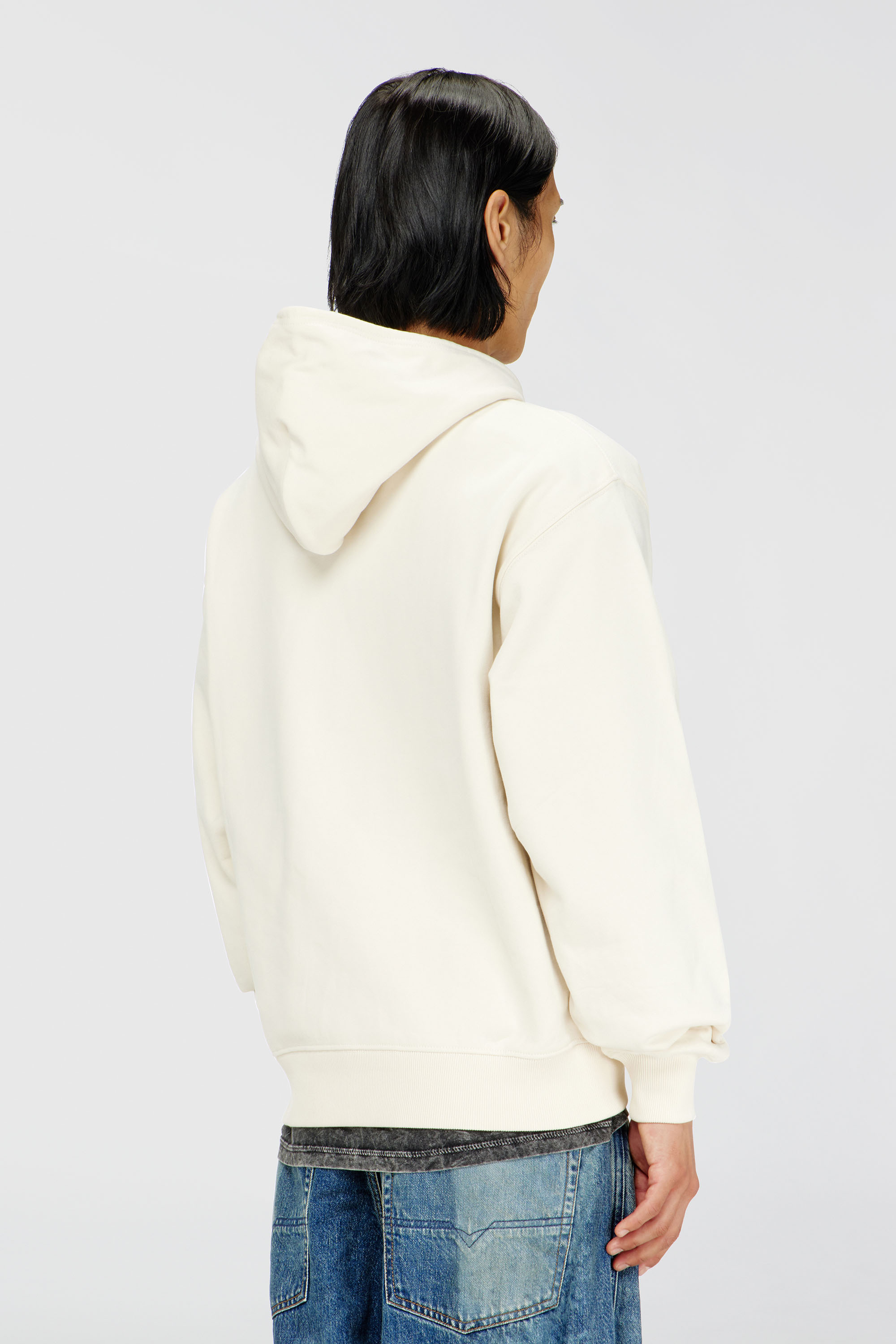 Diesel - S-LUK-H-T92, Herren Hoodie aus Baumwolle mit tonalem Oval D Logo-Stickerei in Wei&szlig; - 4