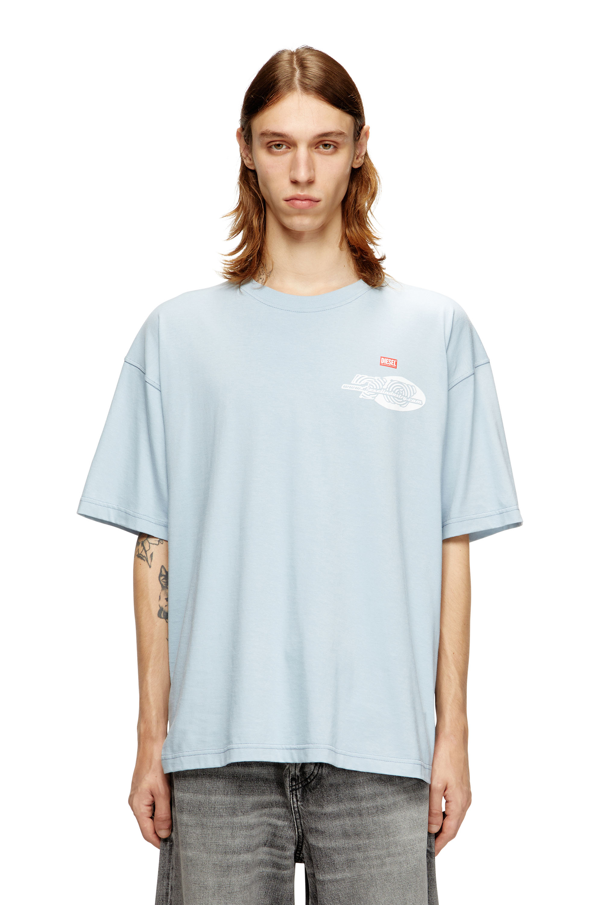 Diesel - T-BOXT-T23, Herren Baumwoll-T-Shirt mit Grafikdruck in Hellblau - 1