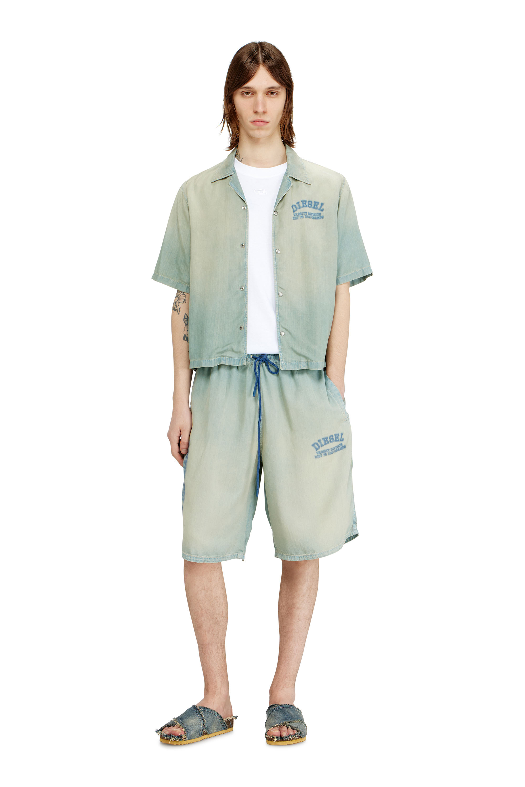 Diesel - D-ENIMOS-SHORT-S2, Unisex Shorts aus flie&szlig;endem Denim mit Schmutzeffekt in null - 2