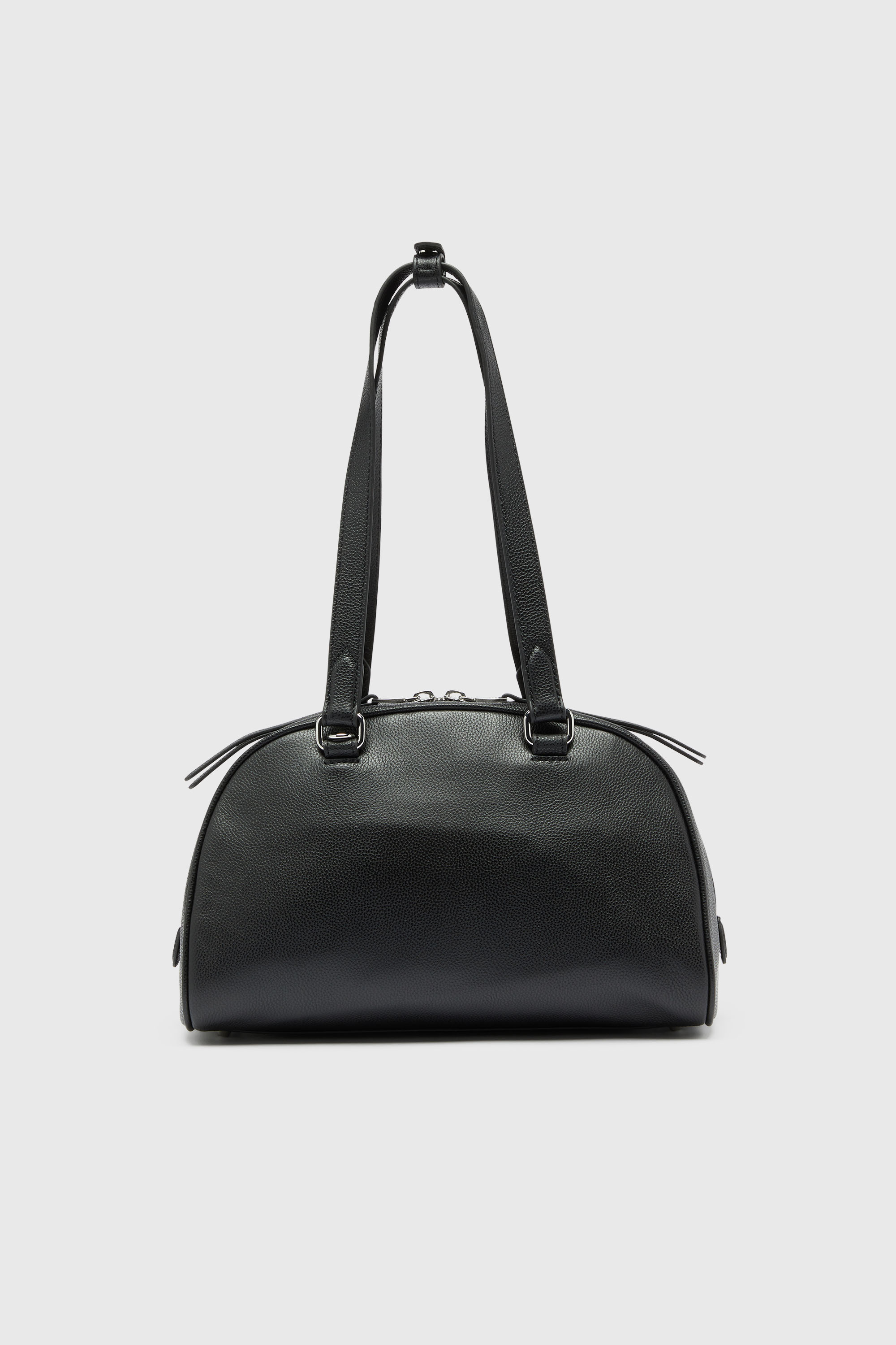 Diesel - 1DR DOME SHOULDER, Unisex 1DR Dome - Boston Bag aus Leder mit gepr&auml;gtem Logo in Schwarz - 3