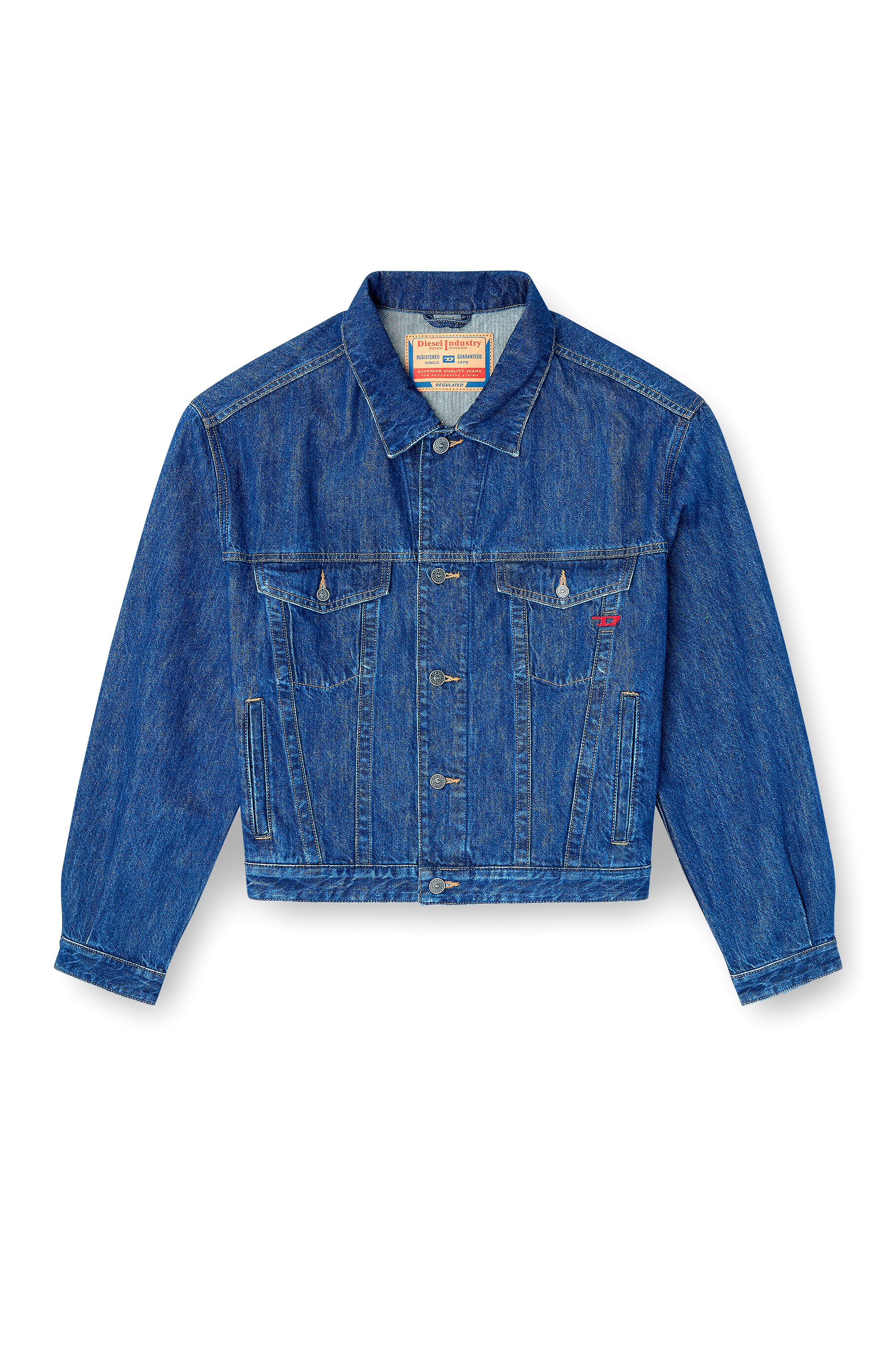 Diesel - D-RANGER, Herren Truckerjacke aus Denim in Mittelblau - 2
