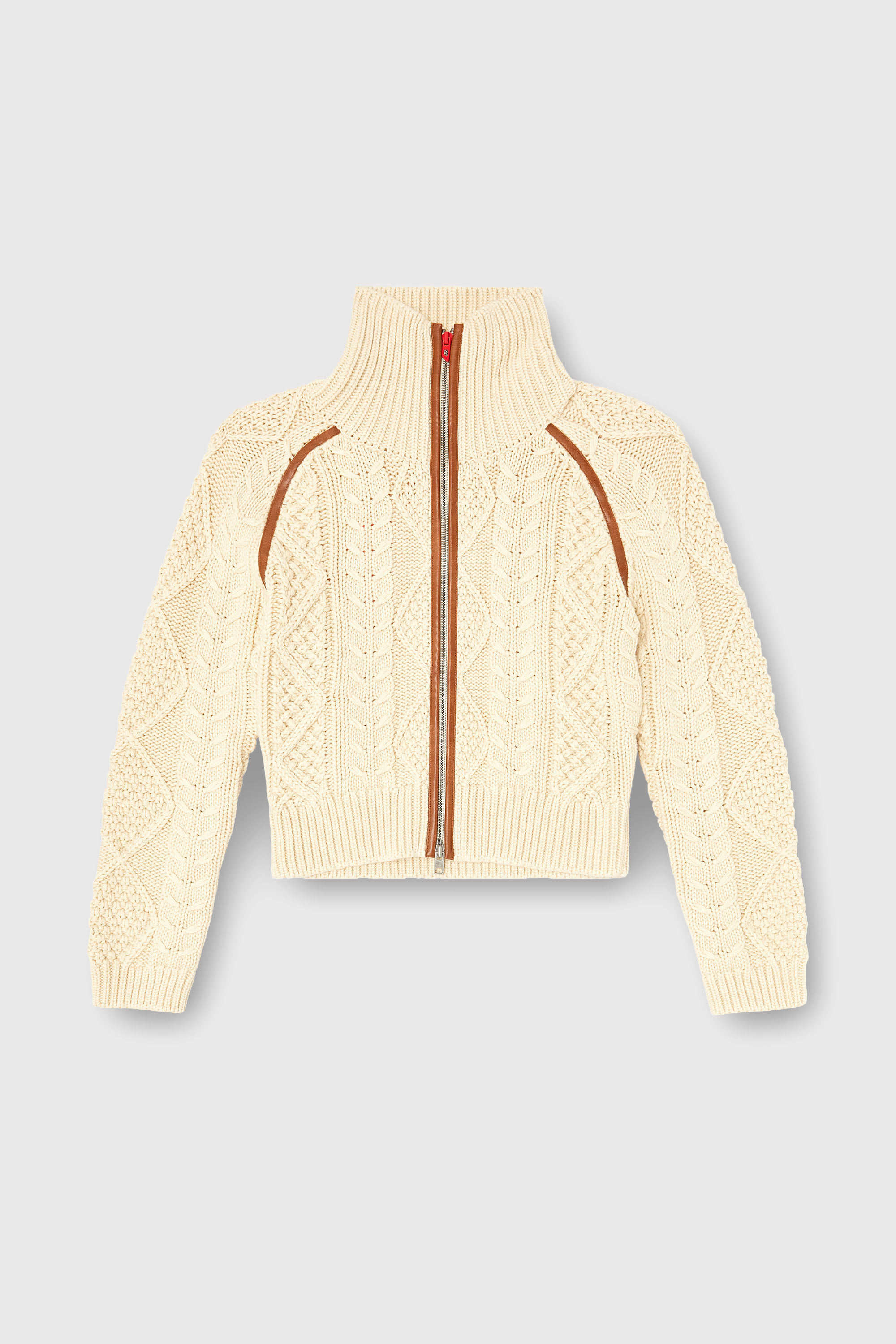 Diesel - M-INTELLE, Damen Kabelstrick-Cardigan mit kontrastierenden Streifen in Beige - 2