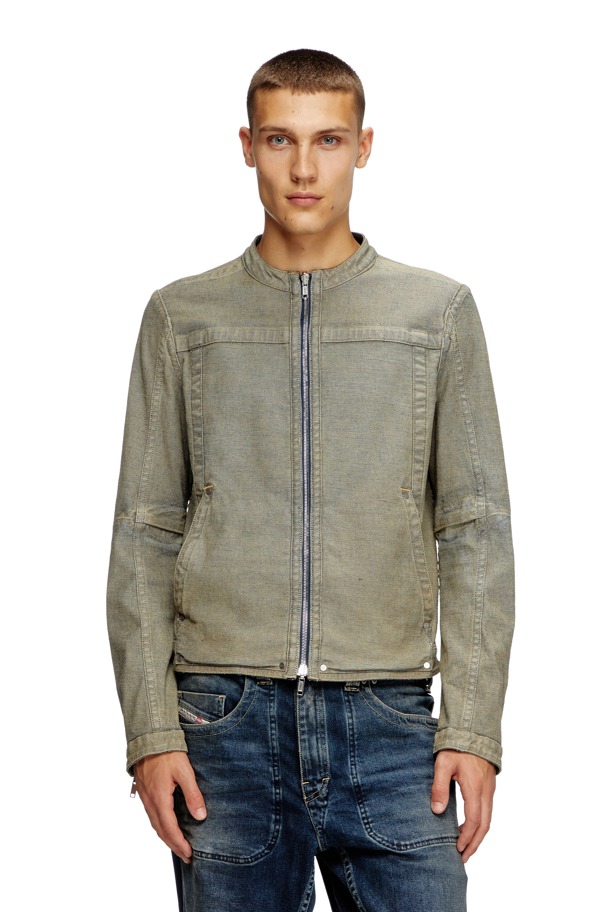 Diesel - D-GLORY-RE, Herren Motorradjacke aus Rehab-Denim in Dunkelblau - 8