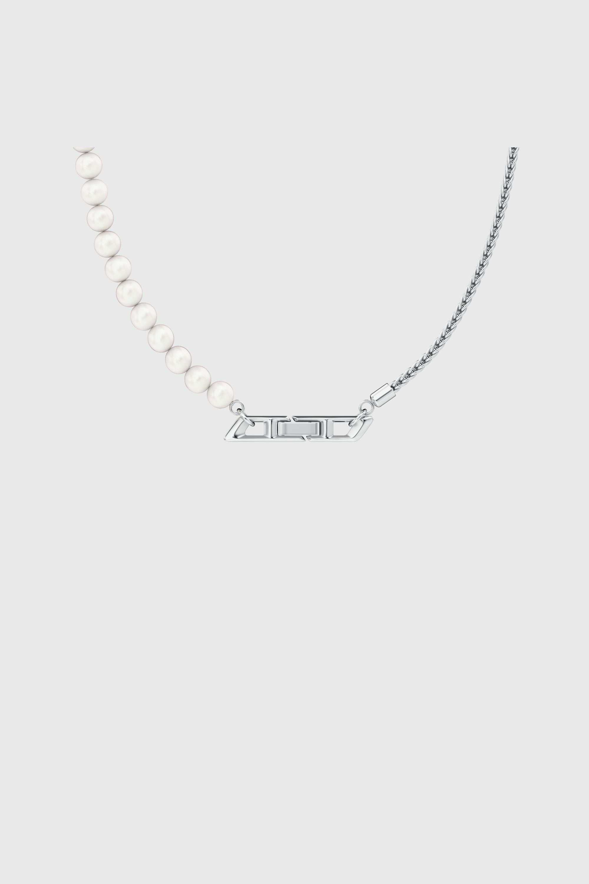 Diesel - DL1369040 STERLING SILVER JEWEL, Unisex Halskette aus Sterlingsilber und Perlen in Silber - 2