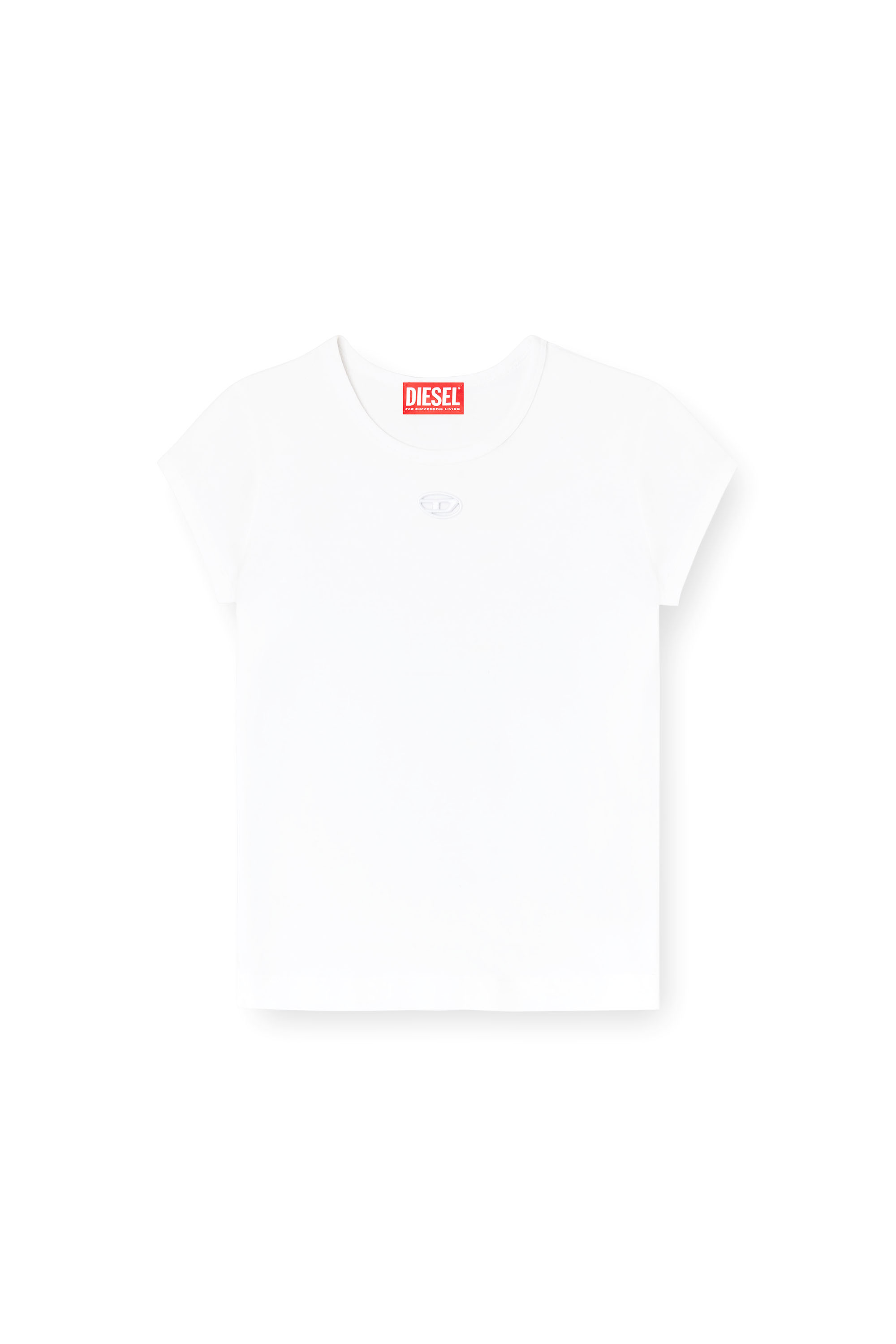Diesel - T-ANGIE-OD, Damen T-Shirt mit ausgeschnittenem, besticktem Logo in Weiß - 3