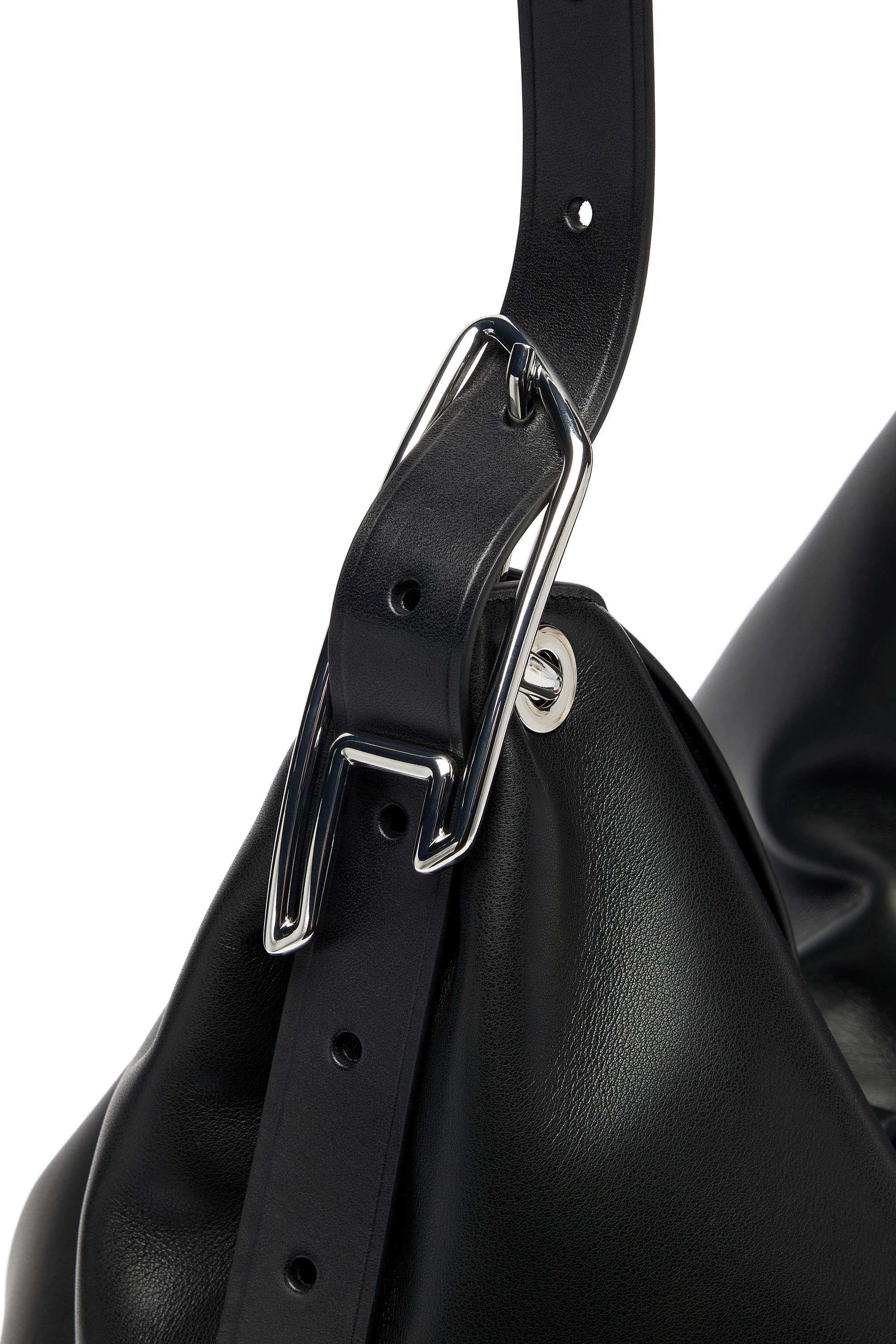 Diesel - D-LINE HOBO, Damen D-Line-Leder Hobo-Tasche in Schwarz - 6