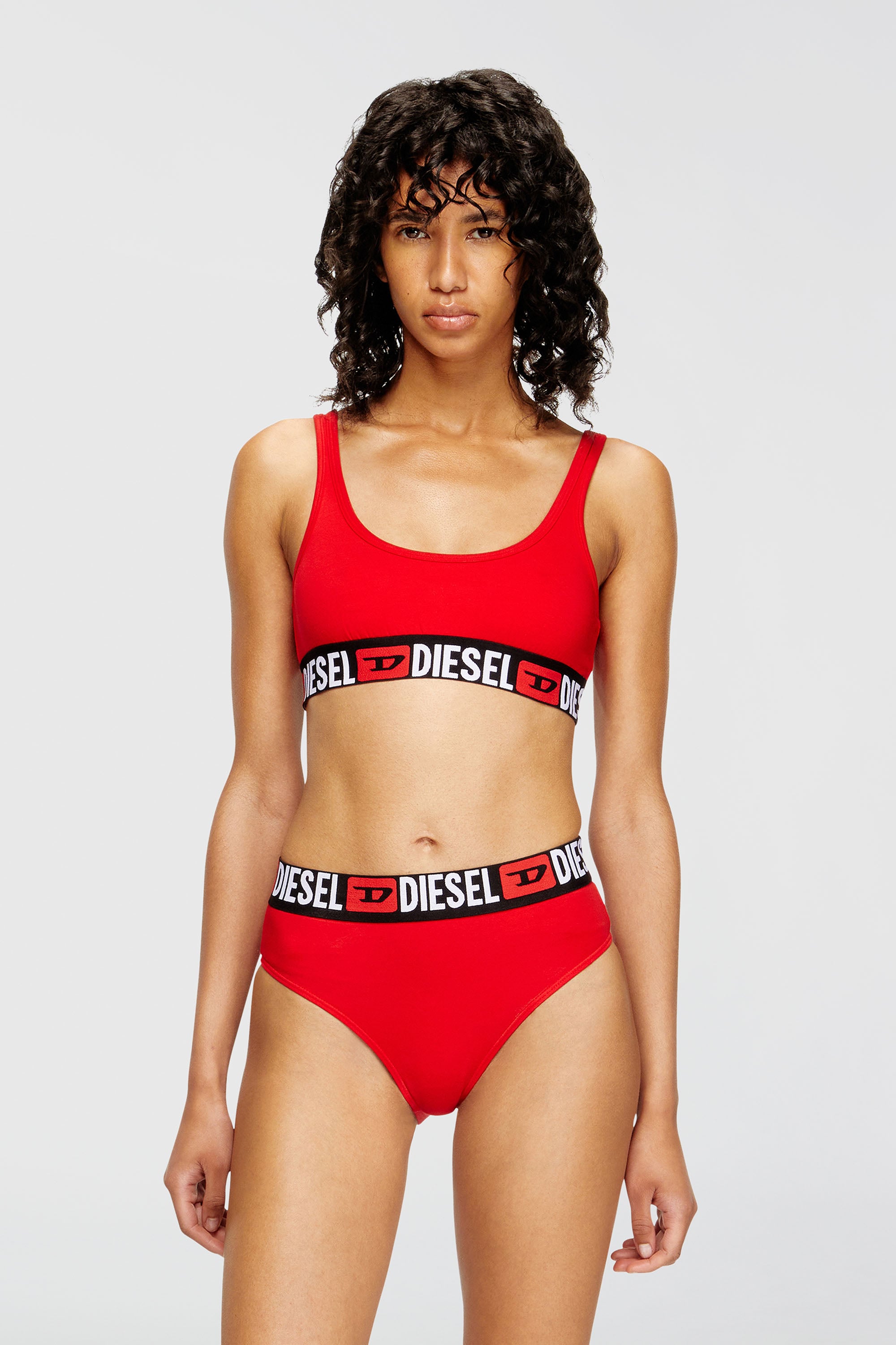 Diesel - UFSB-ORIBA, Damen Bralette mit Logoband in Rot - 1