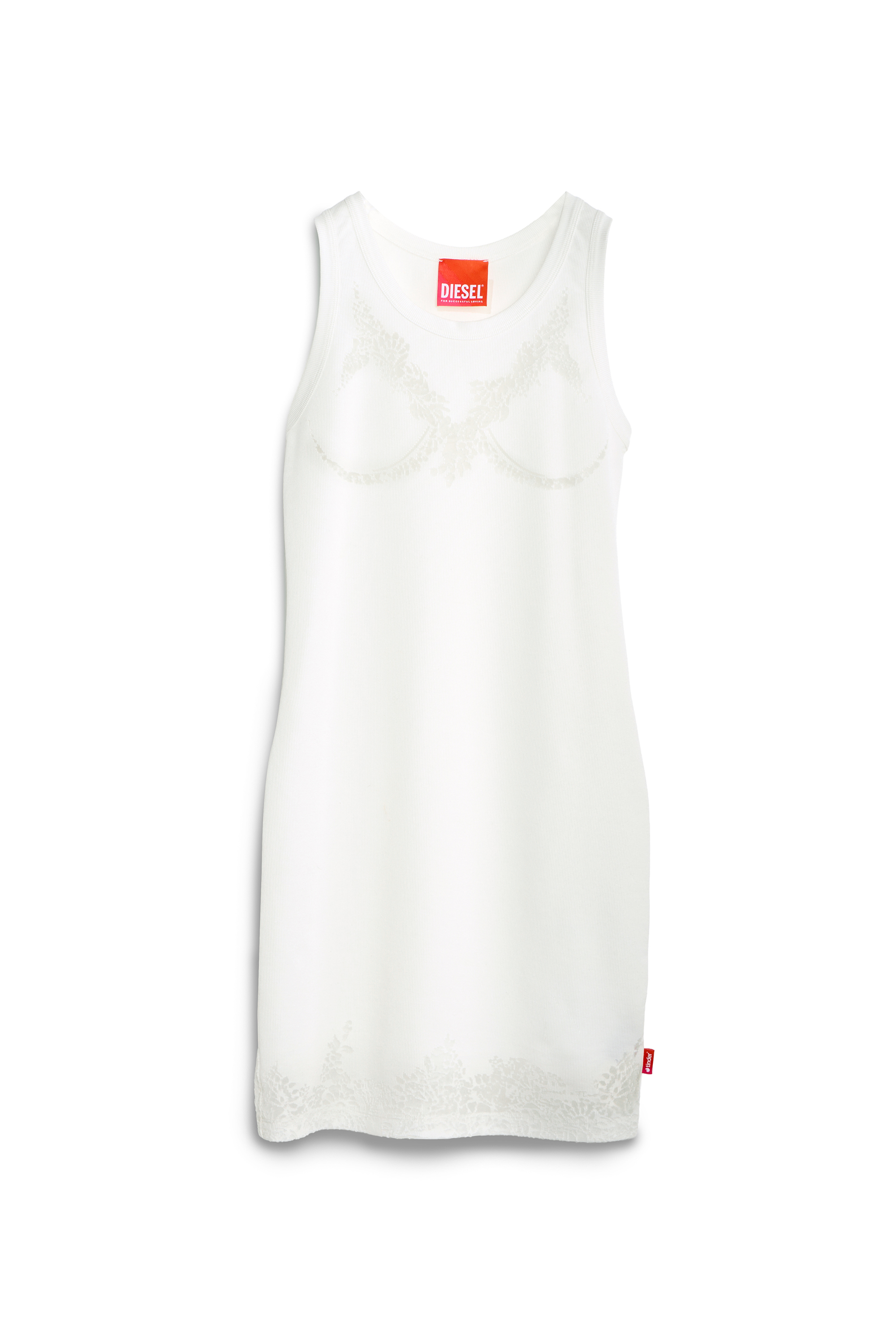 Diesel - PR-D-ANKI-LACE-R, Damen Mini-Tank-Kleid mit Devor&eacute;-Spitzen-Effekt in Wei&szlig; - 1