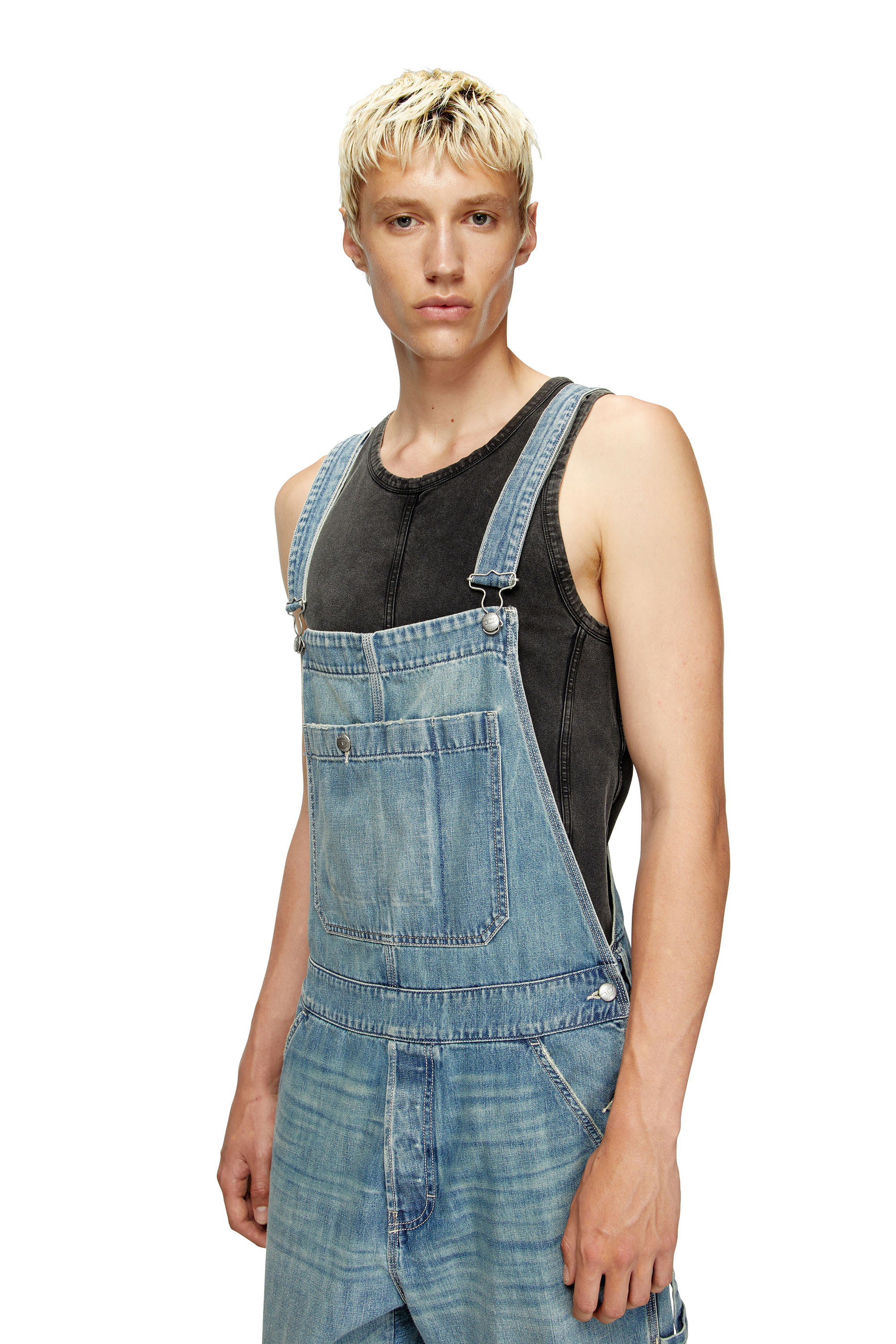 Diesel - D-FRAMU-U, Unisex Utility-Latzhose aus Denim in Hellblau - 5