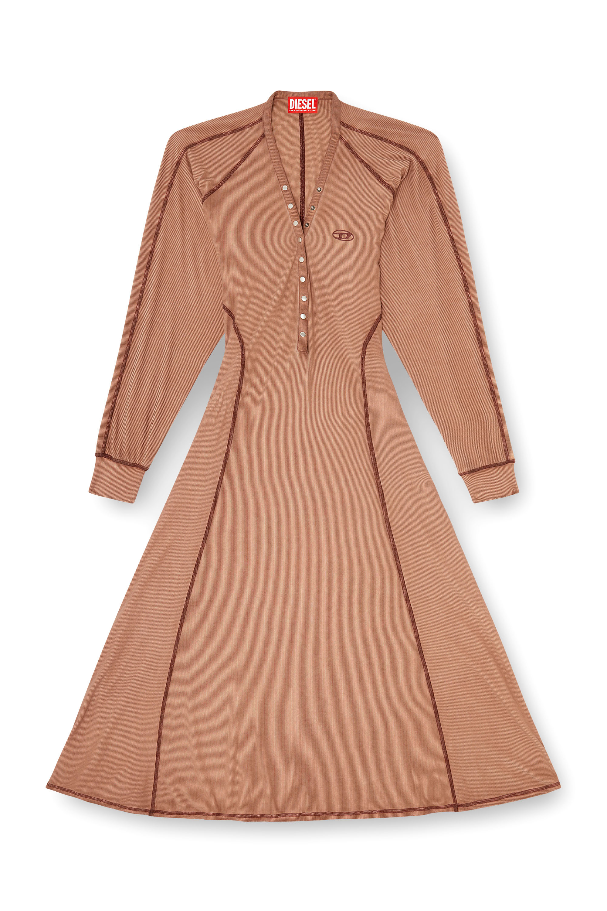 Diesel - D-ISERINA, Damen Midi-Kleid aus geripptem Jersey mit Fledermaus&auml;rmeln in null - 1