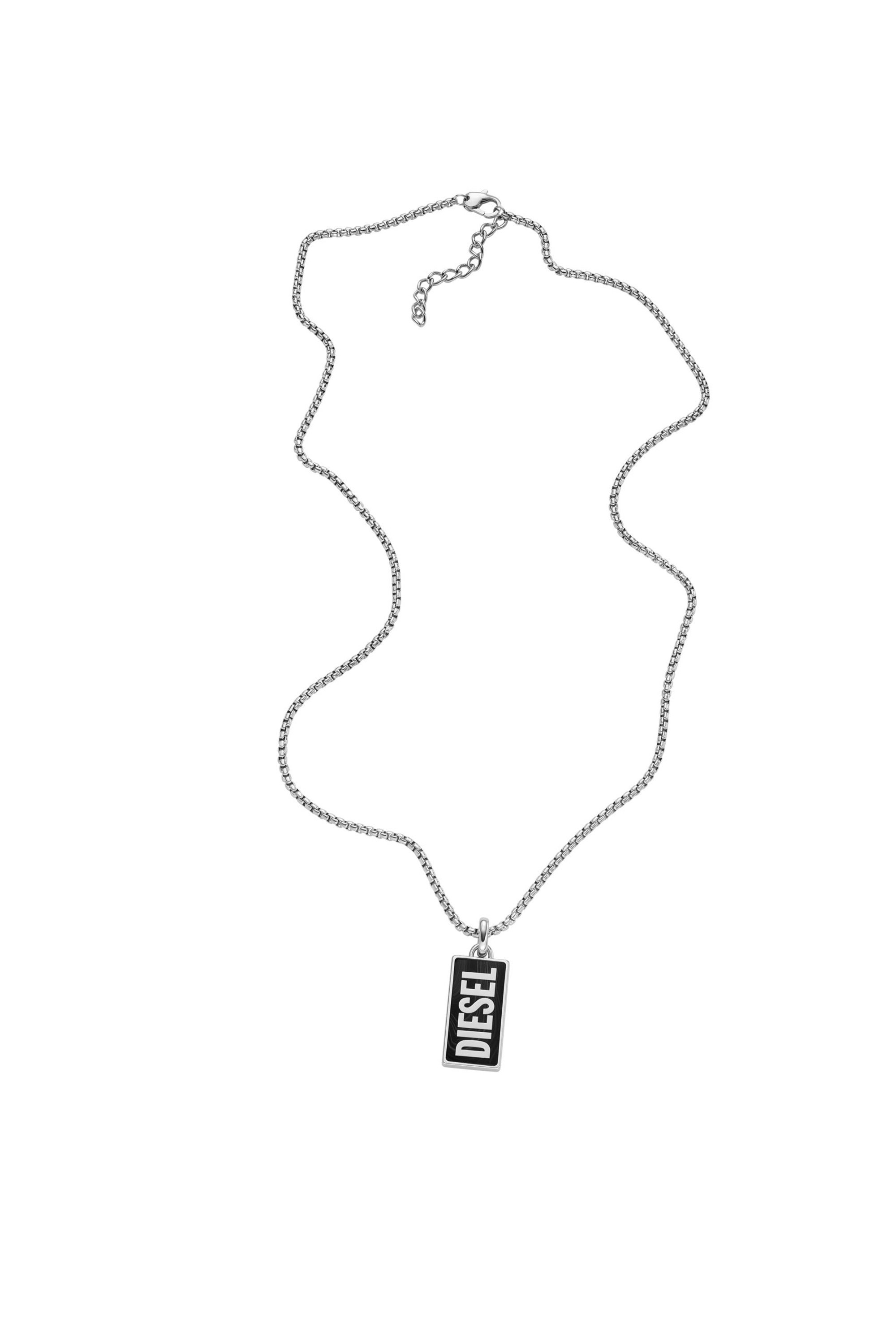 Diesel - DX1515, Unisex Halskette mit Anhänger und schwarzem Achat in Silber - Image 2