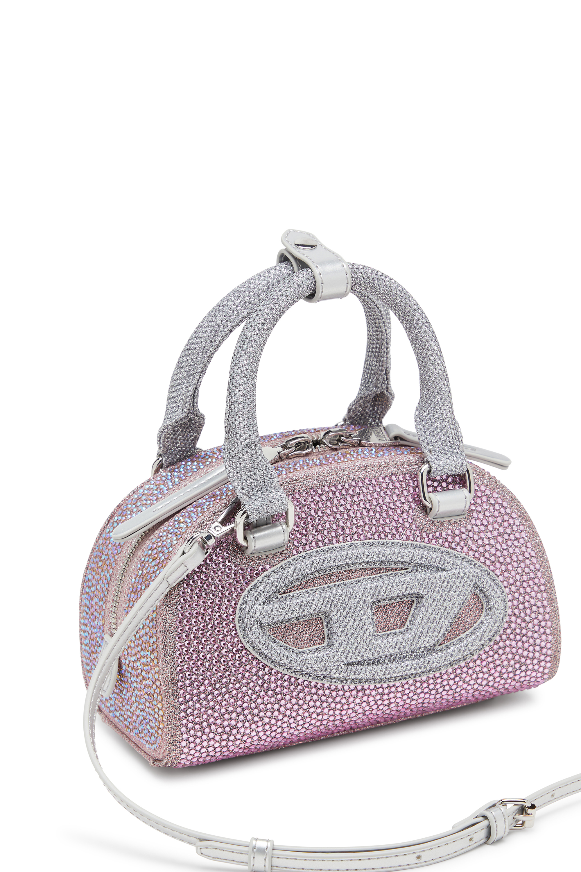 Diesel - 1DR DOME CROSSBODY, Damen 1DR Dome - Kleine-Crossbody-Bag aus Crystal Lurex in Rosa - 5