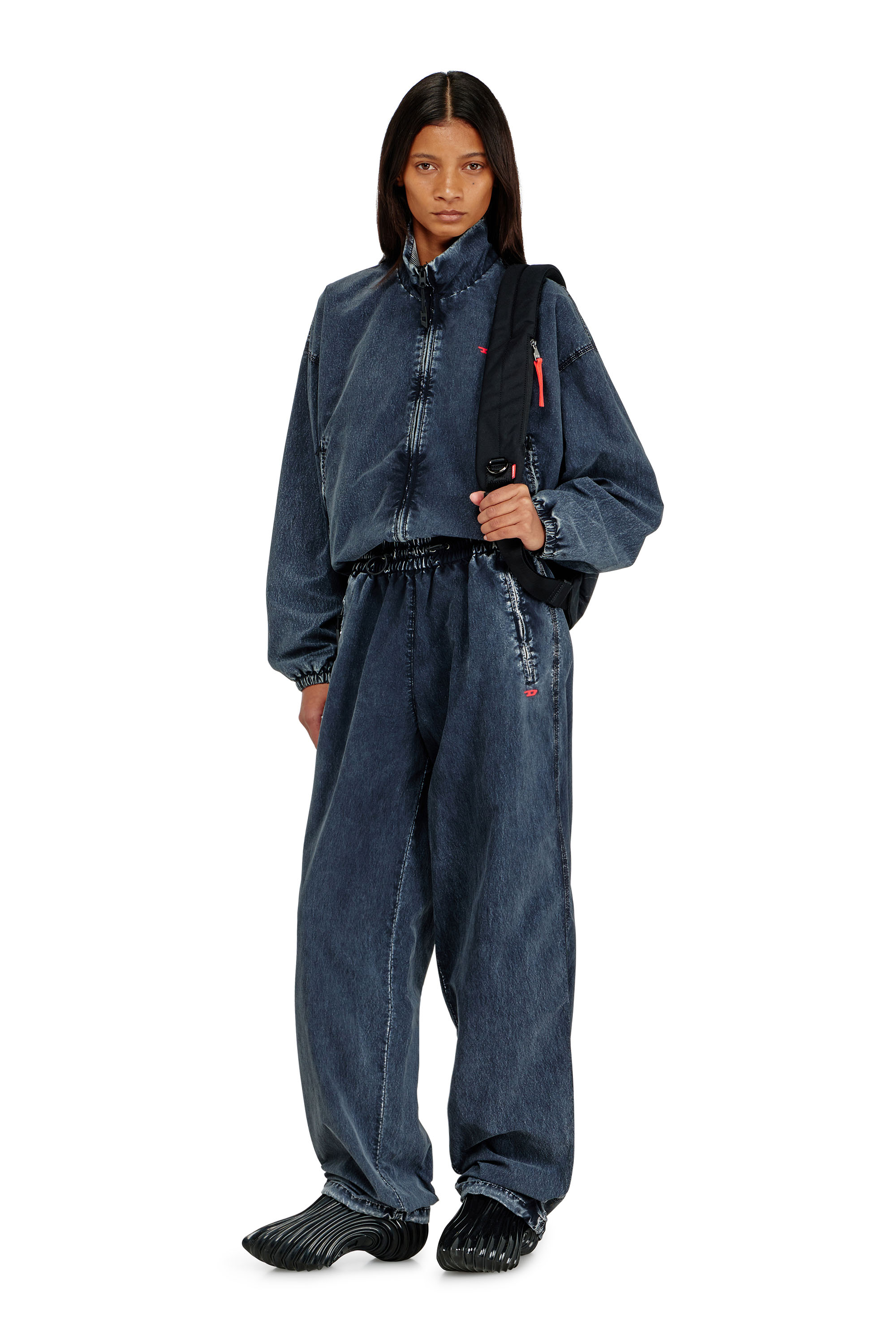 Diesel - P-APYRI, Damen Acid-wash Trackpants aus Nylon-Taslan in Dunkelblau - 1