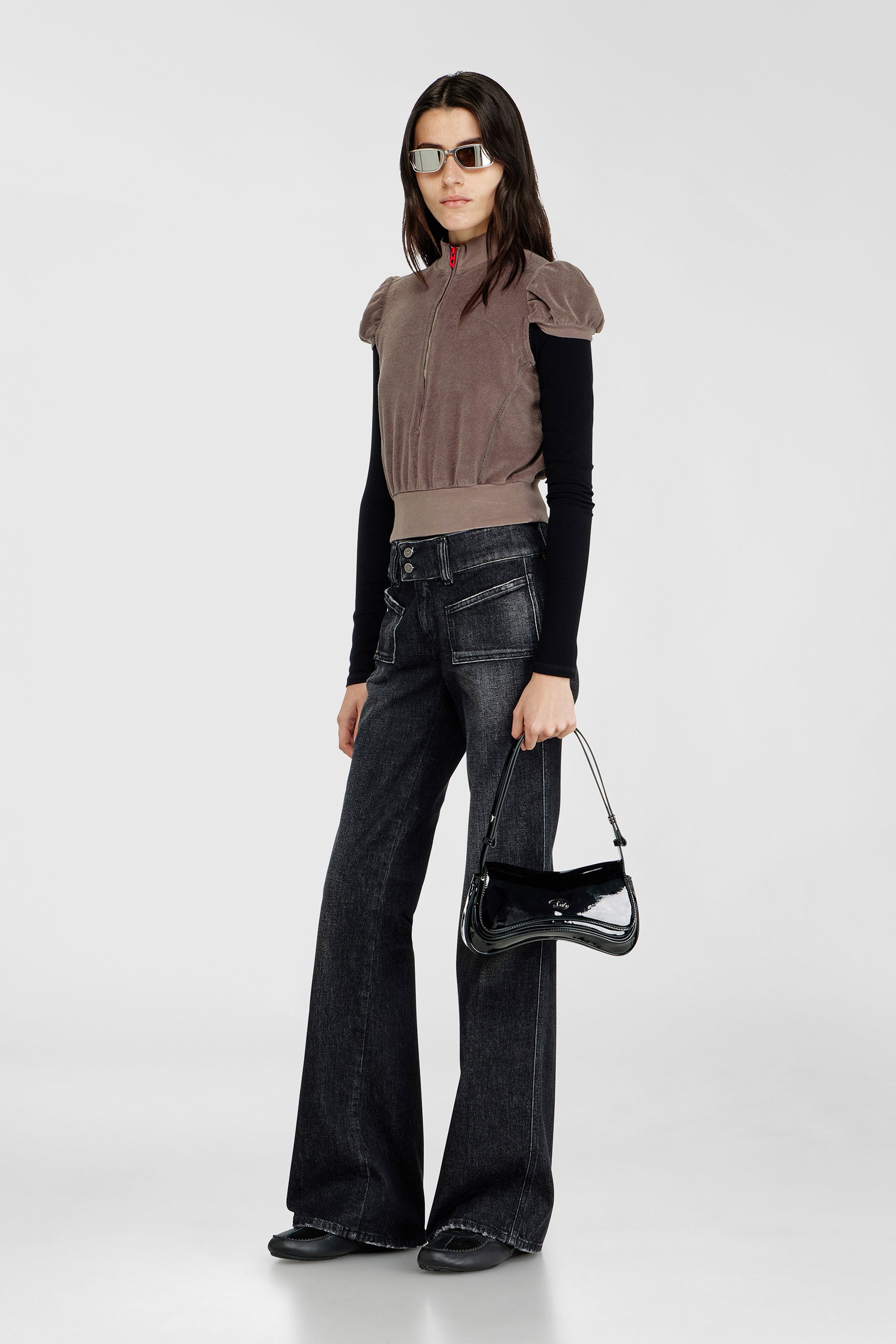 Diesel - D-MILE BALLERINA LACE UP W, Damen D-Mile-Ballerinaschn&uuml;rschuhe aus Leder und Mesh in Schwarz - 2
