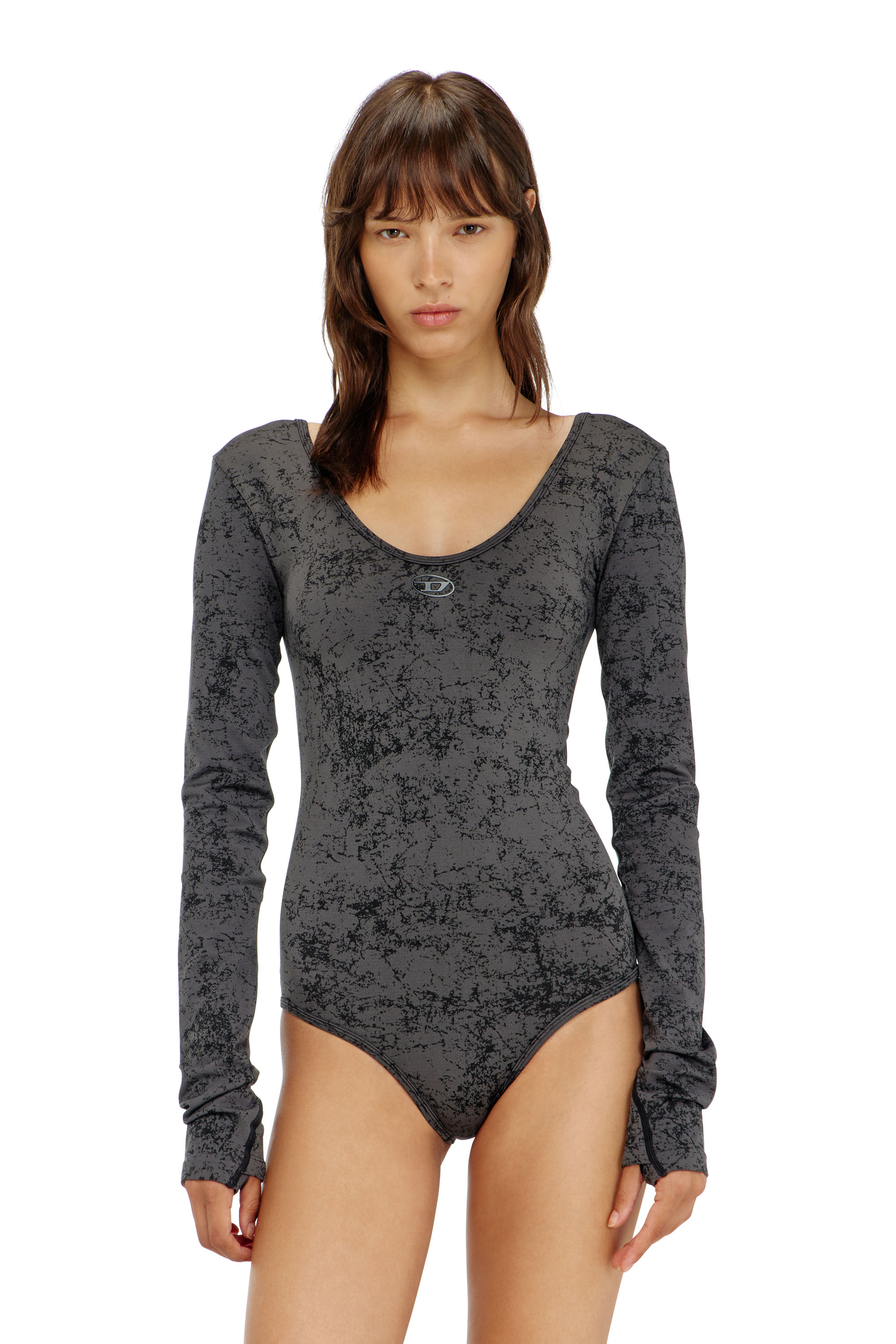 Diesel - IONNA-UTLT, Damen R&uuml;ckenfreier Bodysuit mit utility-print in Schwarz - 1