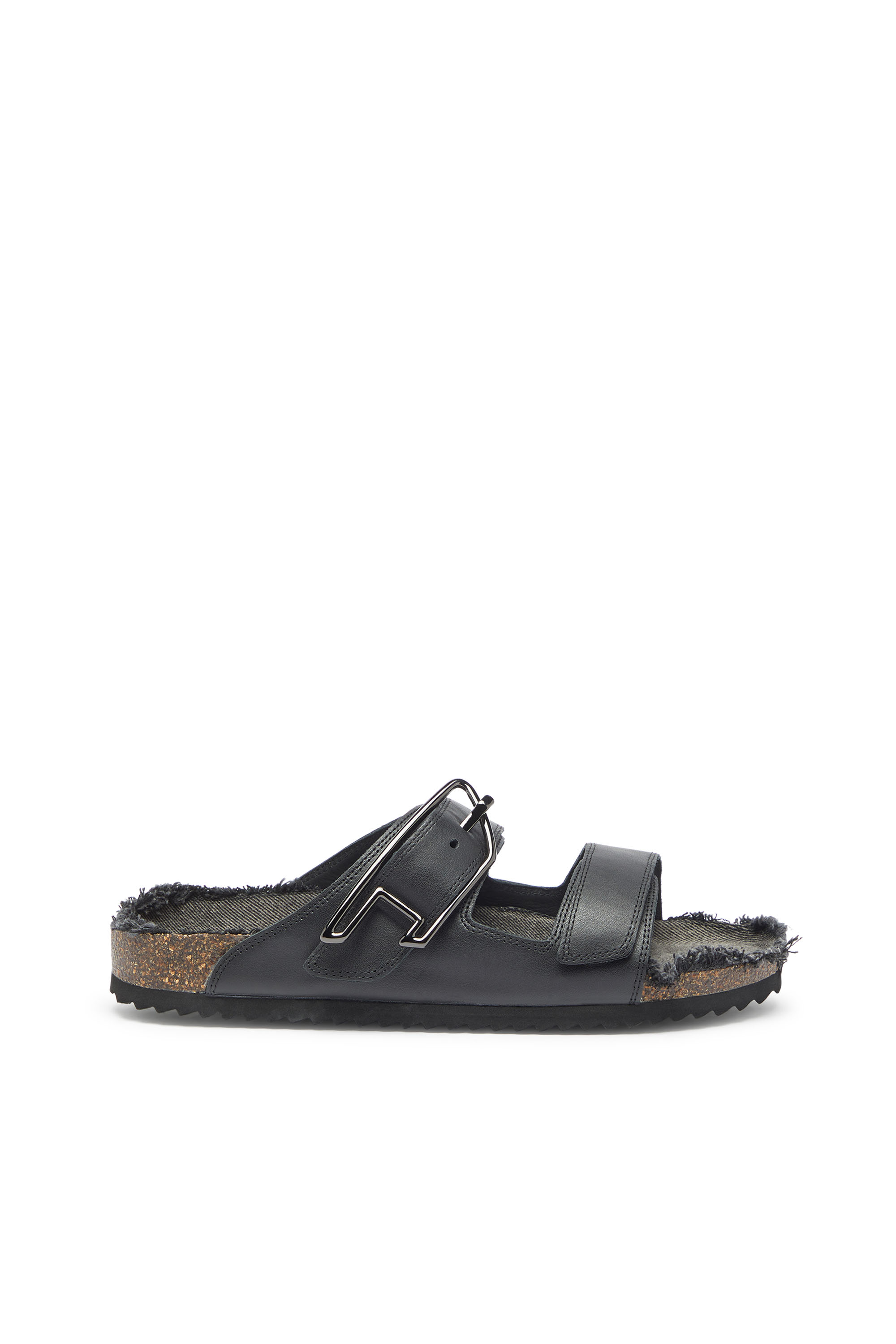 Diesel - D-WOODSTOCK D SANDAL, Herren D-Woodstock - Lederriemen mit Korkfu&szlig;bett in Schwarz - 1