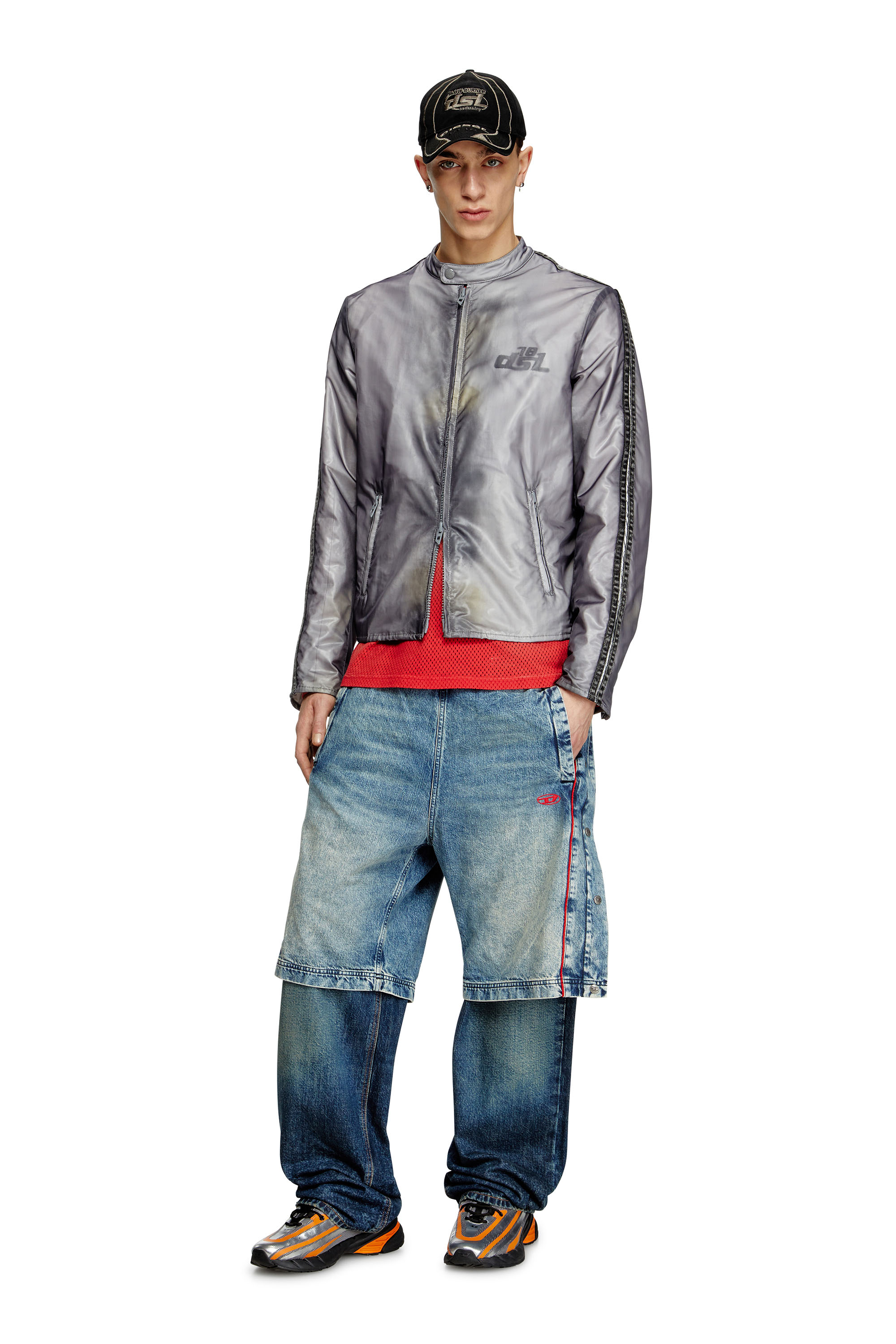 Diesel - J-POP, Herren Bikerjacke mit transparentem Effekt in null - 2