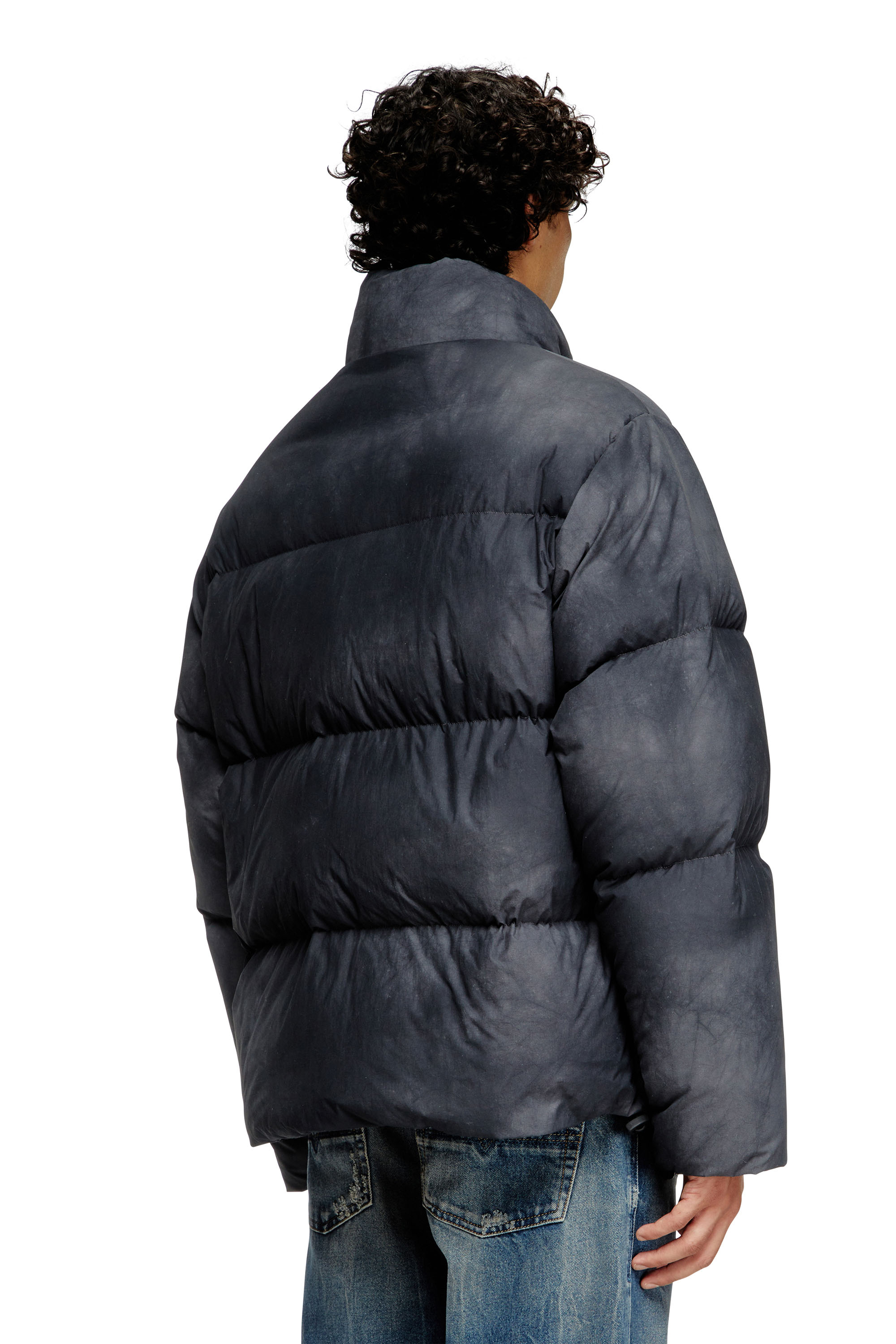 Diesel - W-RAVEEL, Herren Daunenjacke mit Kapuze aus Patchy-Nylon in Schwarz - 4