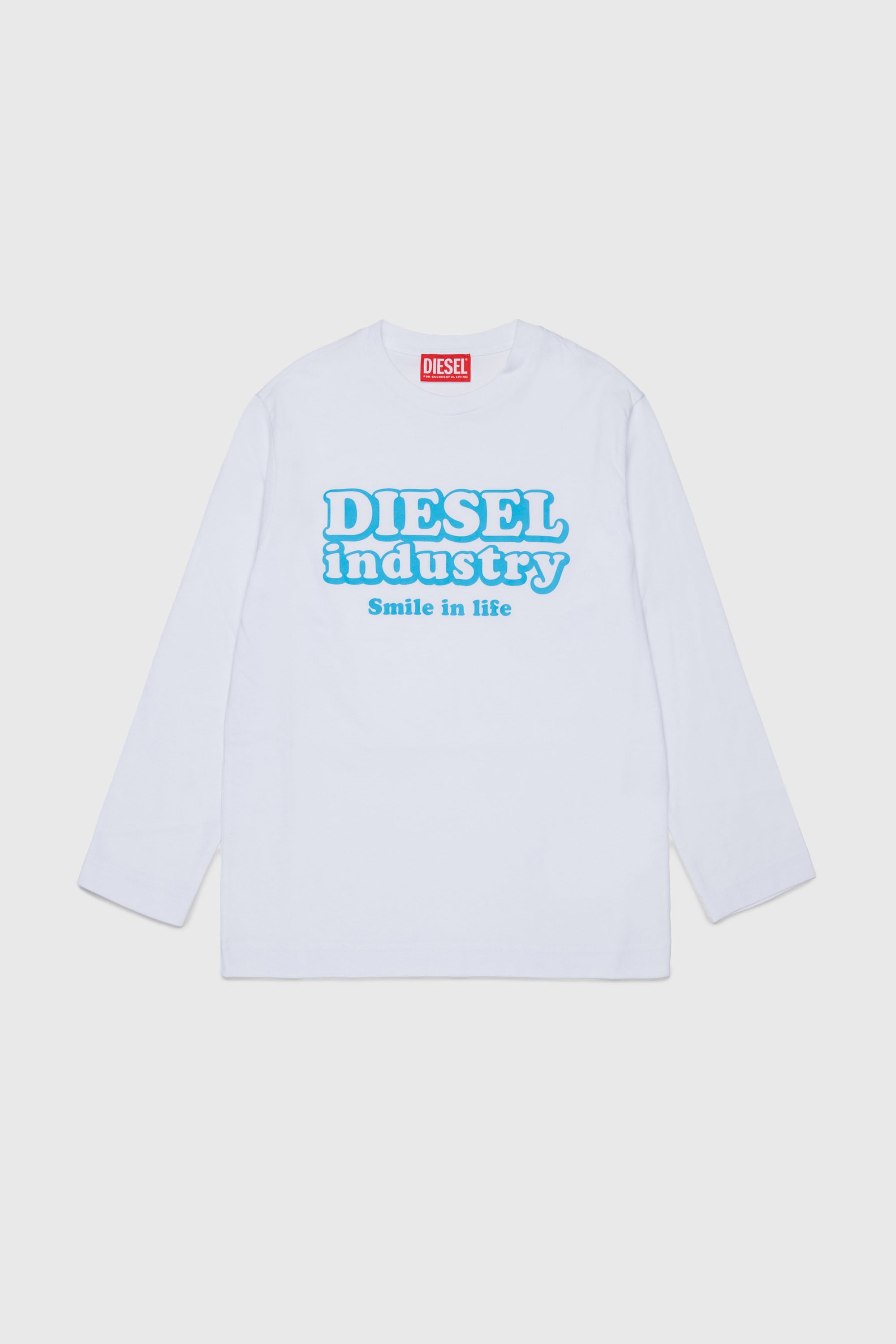 Diesel - TLODIMLS OVER, Herren Langarm-T-Shirt mit Diesel Industry Print in Wei&szlig; - 1
