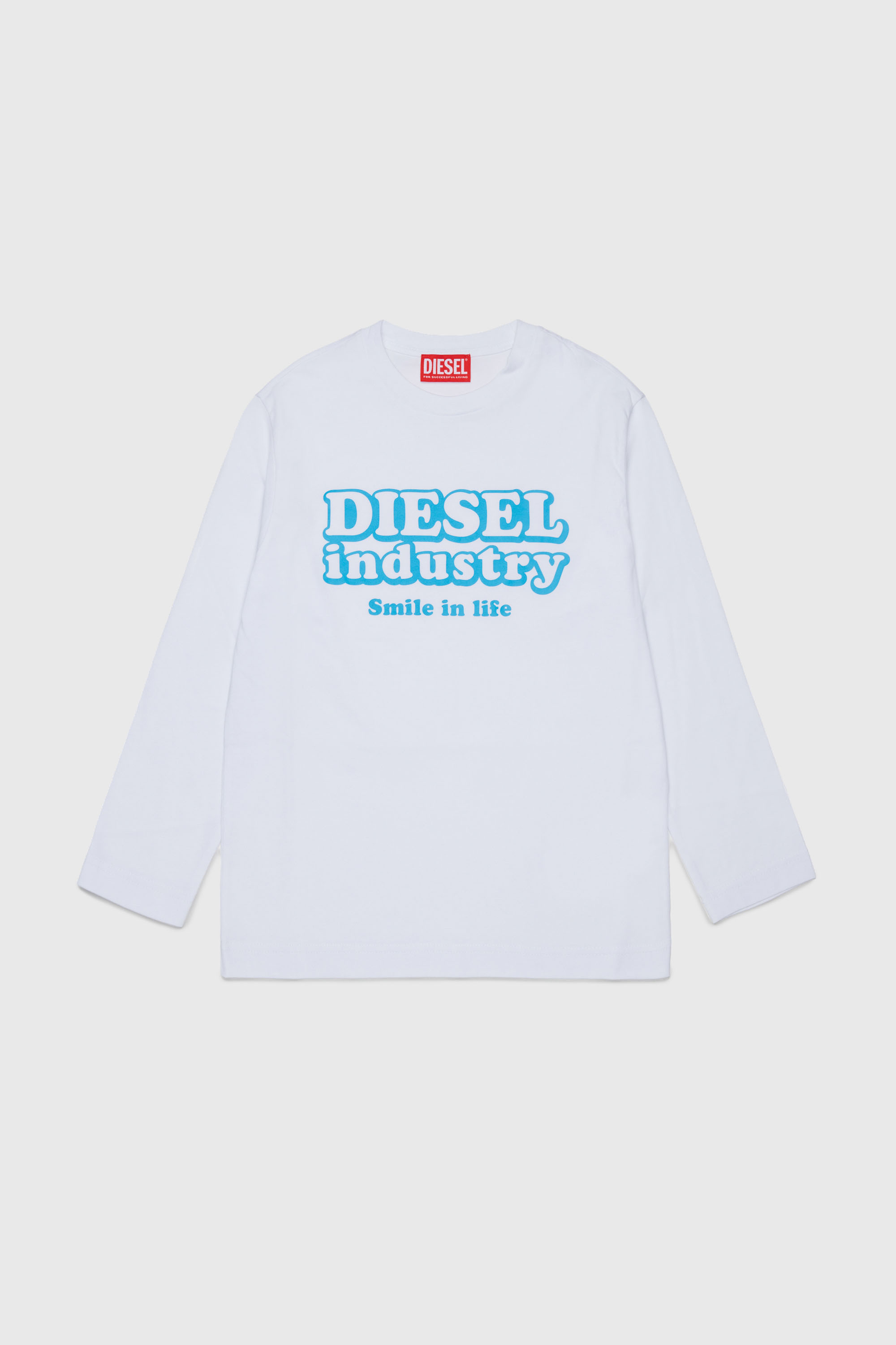Diesel - TLODIMLS OVER, Herren Langarm-T-Shirt mit Diesel Industry Print in Wei&szlig; - 1