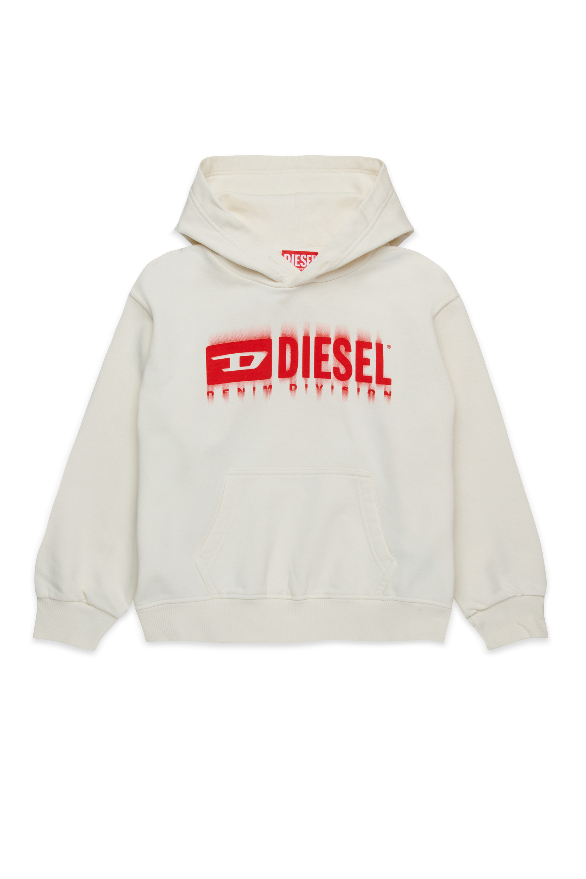 Diesel - SGINNHOODL5 OVER, Herren Hoodie mit verschmiertem Logo in Weiß - 1