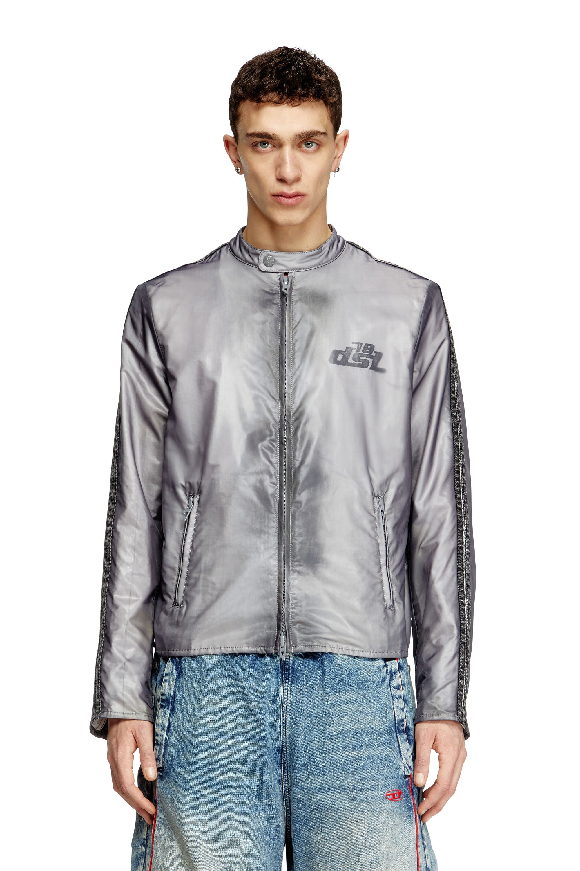 Diesel - J-POP, Herren Bikerjacke mit transparentem Effekt in null - 1