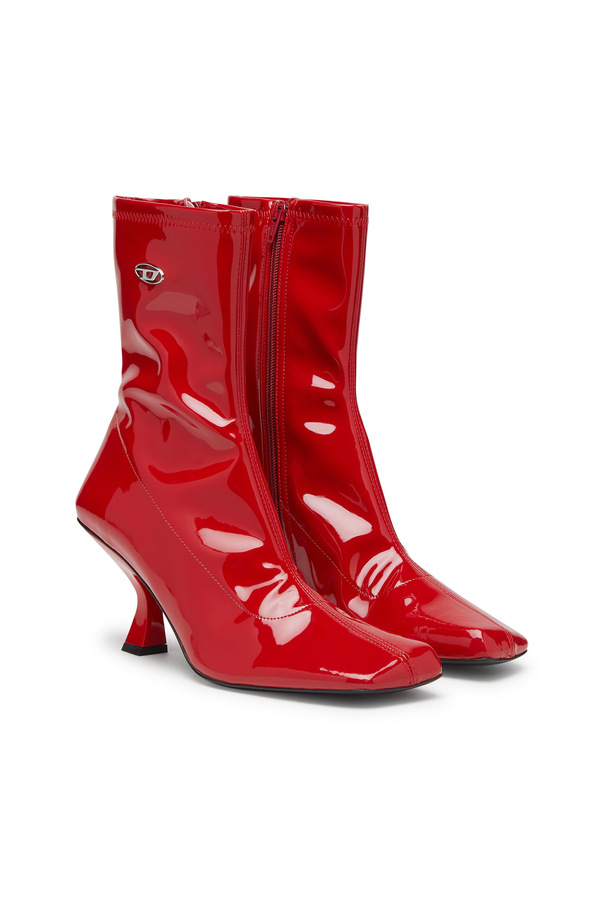 Diesel - D-AMBER MD BT, Damen D-Amber-Stiefeletten aus Stretch-PU-Lackleder in Rot - 2