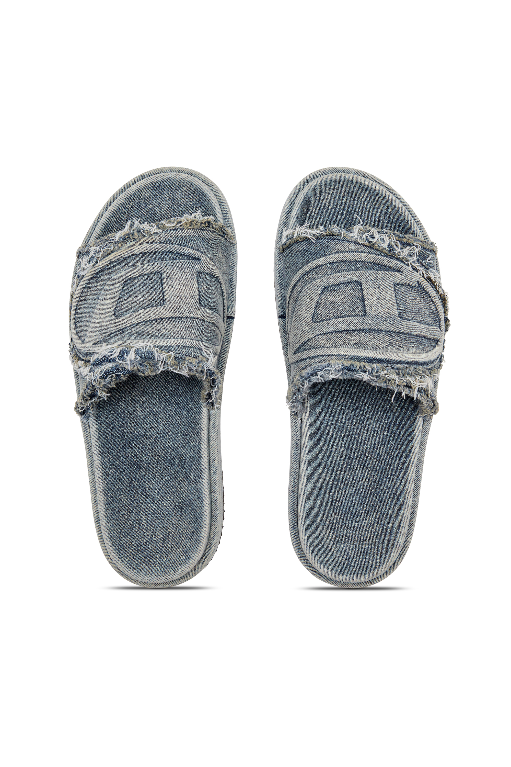 Diesel - SA-SLIDE D OVAL, Unisex Sa-Slide D-Slides aus vielgetragenem Denim in Hellblau - 5