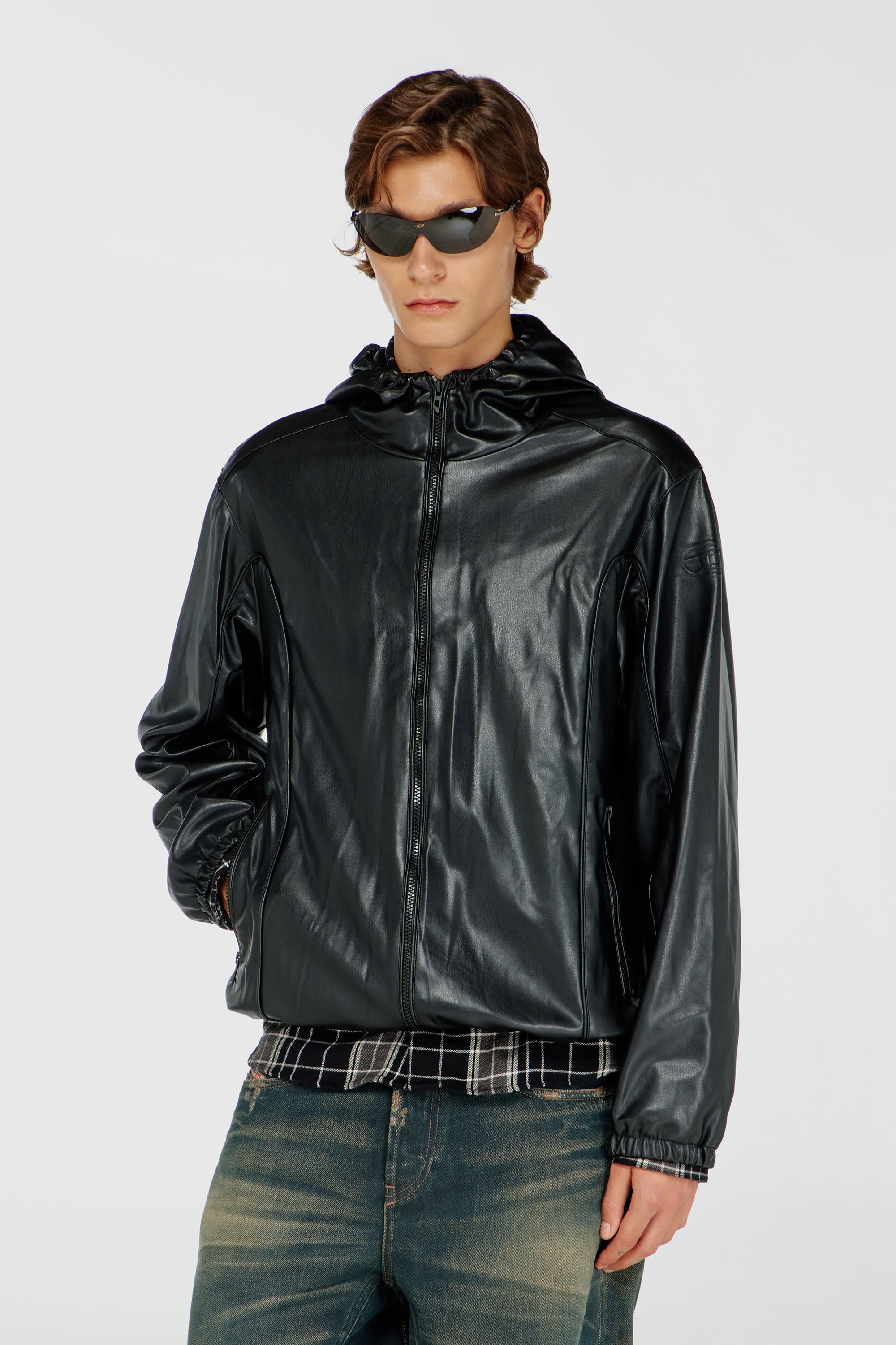 Diesel - J-HIVES-PGBX, Herren Windjacke mit Kapuze aus beschichtetem Stoff in Schwarz - 3