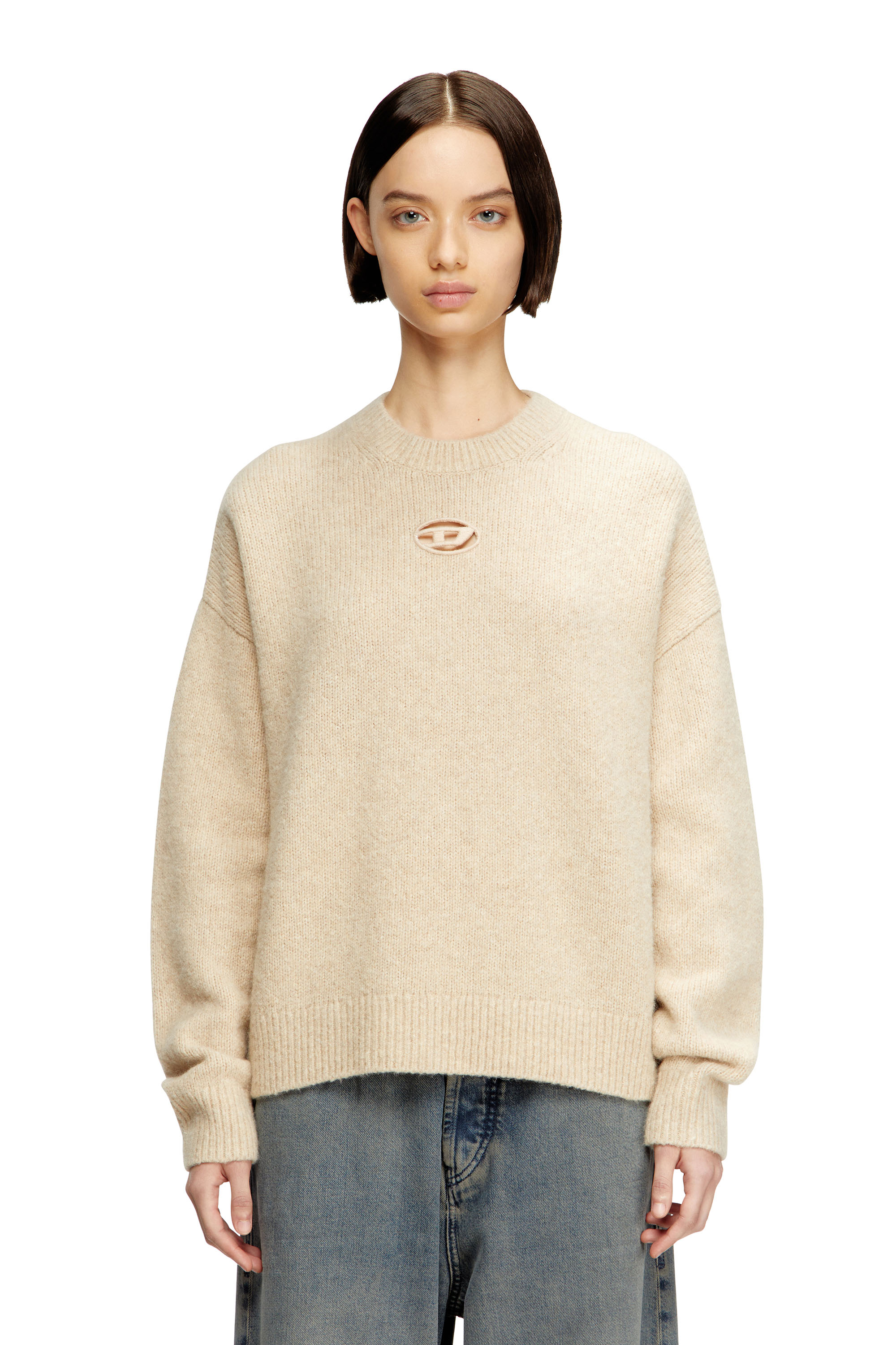 Diesel - M-AREETA, Damen Pullover aus Woll- und Alpakamischung in Beige - 1