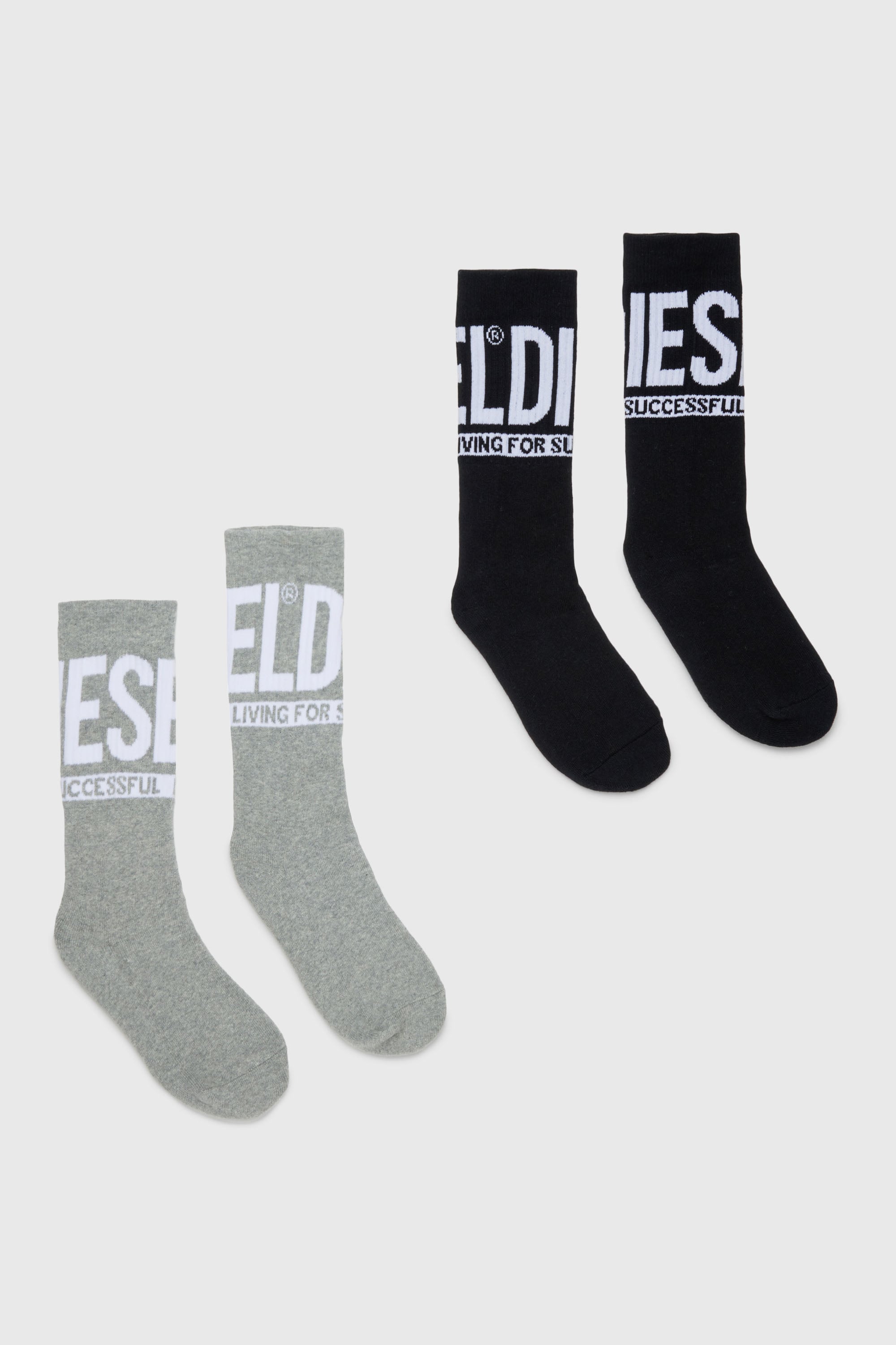 Diesel - SKM-ZRAYBIPACK, Herren Socken im Zweierpack mit Logo in Schwarz - 1