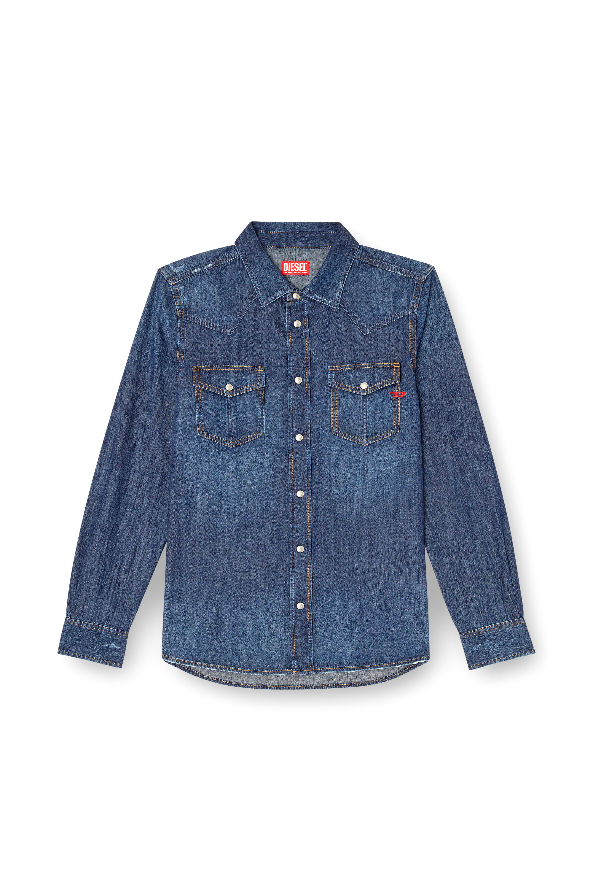 Diesel - D-VEGA, Herren Overshirt aus Denim in Dunkelblau - 3