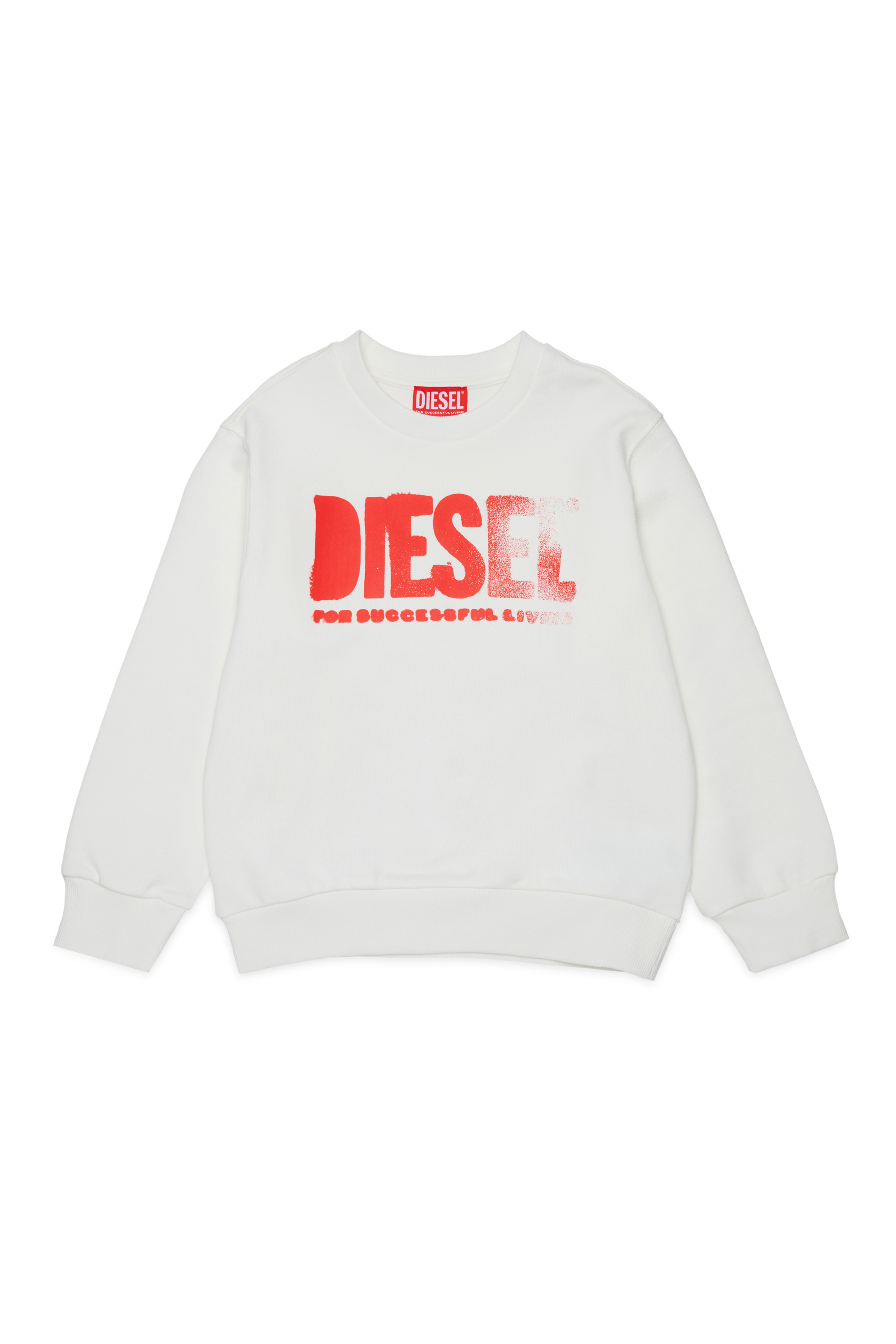 Diesel - SIDER OVER, Man's Sweatshirt with round neck and maxi Diesel logo print in White - 1
