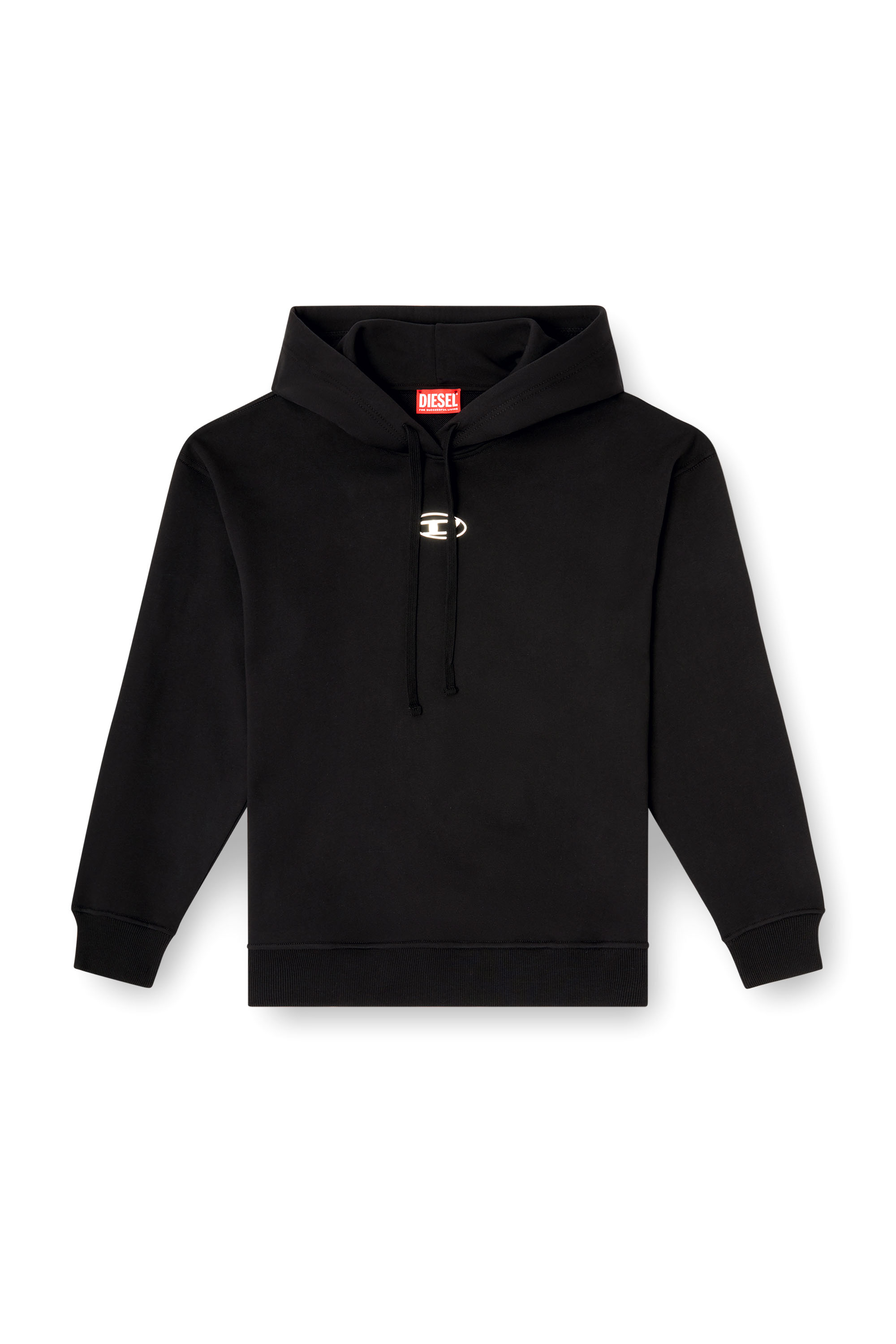 Diesel - F-BUXT-HOOD-OD, Damen Kapuzenpullover mit Oval D-Logo mit Metall-Effekt in Schwarz - 3