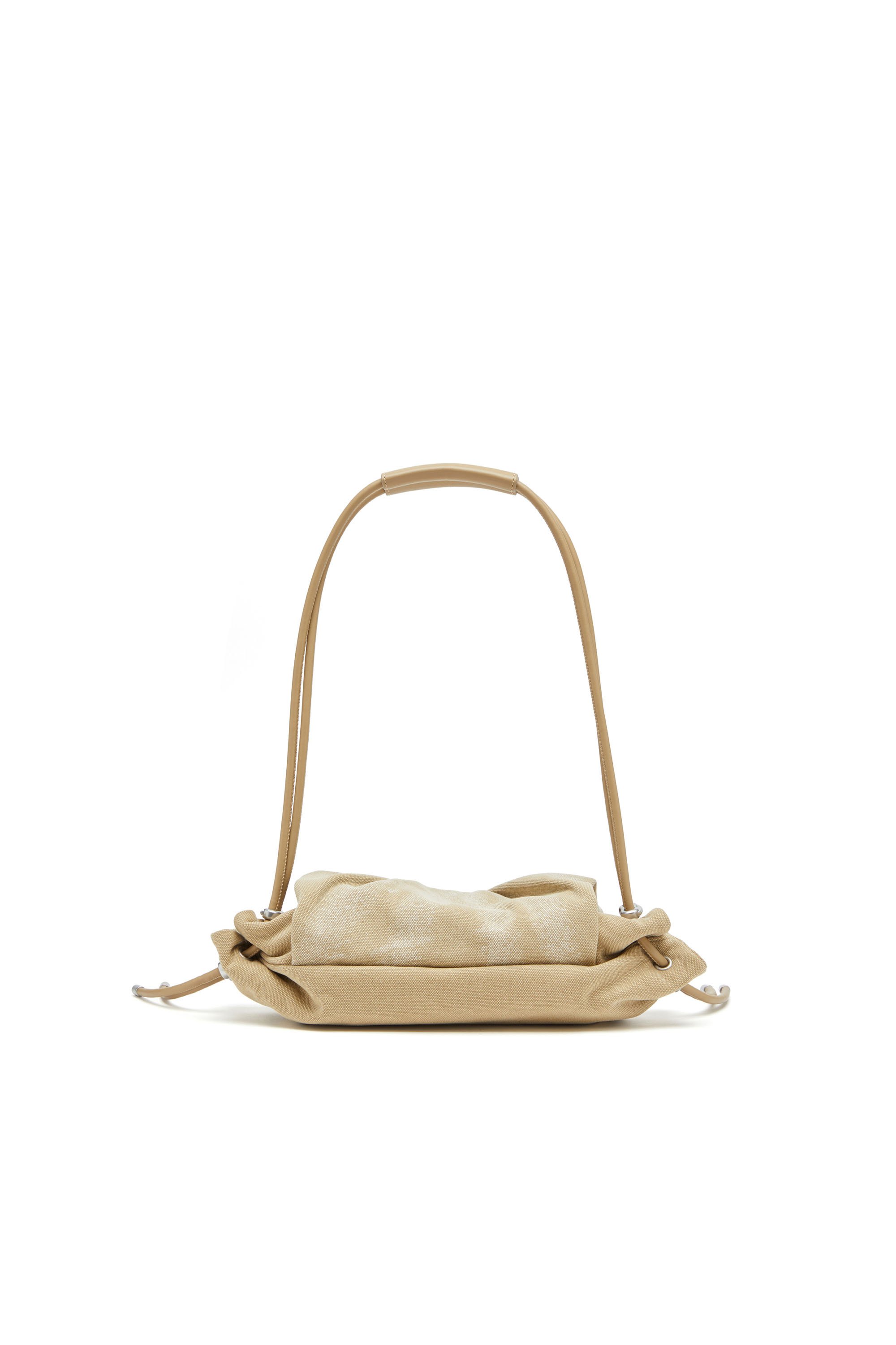 Diesel - SCRUNCH-D SHOULDER S, Damen Kleine Schultertasche aus gewachstem Canvas in Beige - 2