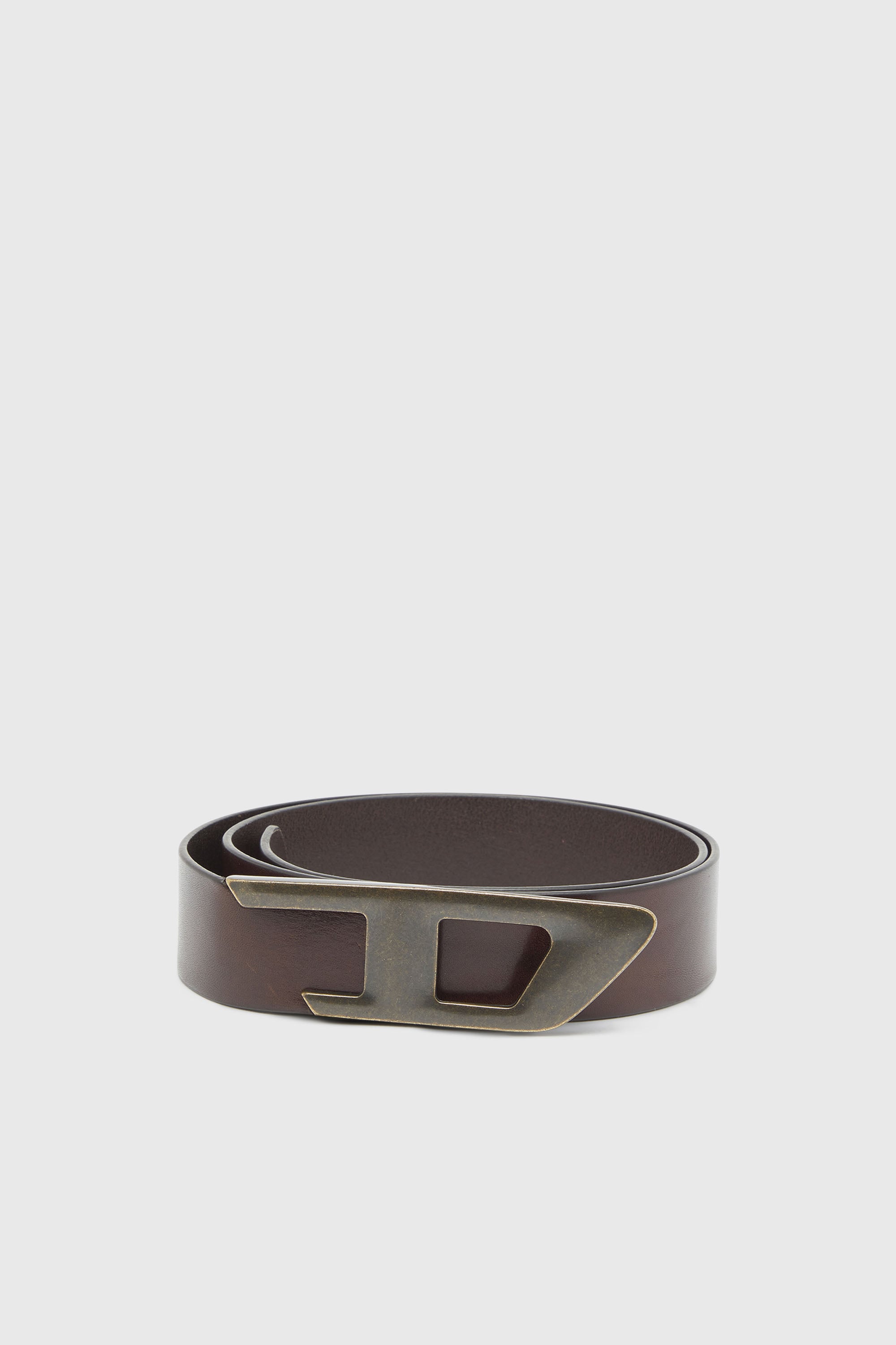 Diesel - B-D LOGO 2.0 40, Unisex 4 cm Lederg&uuml;rtel mit Metallschnalle in D-Form in Dunkelbraun - 1