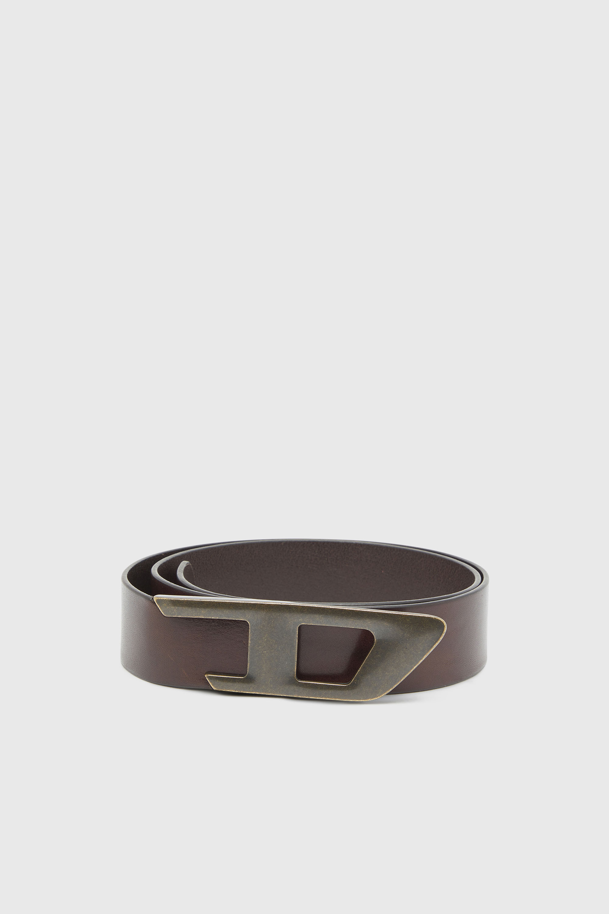 Diesel - B-D LOGO 2.0 40, Unisex 4 cm Lederg&uuml;rtel mit Metallschnalle in D-Form in Dunkelbraun - 1