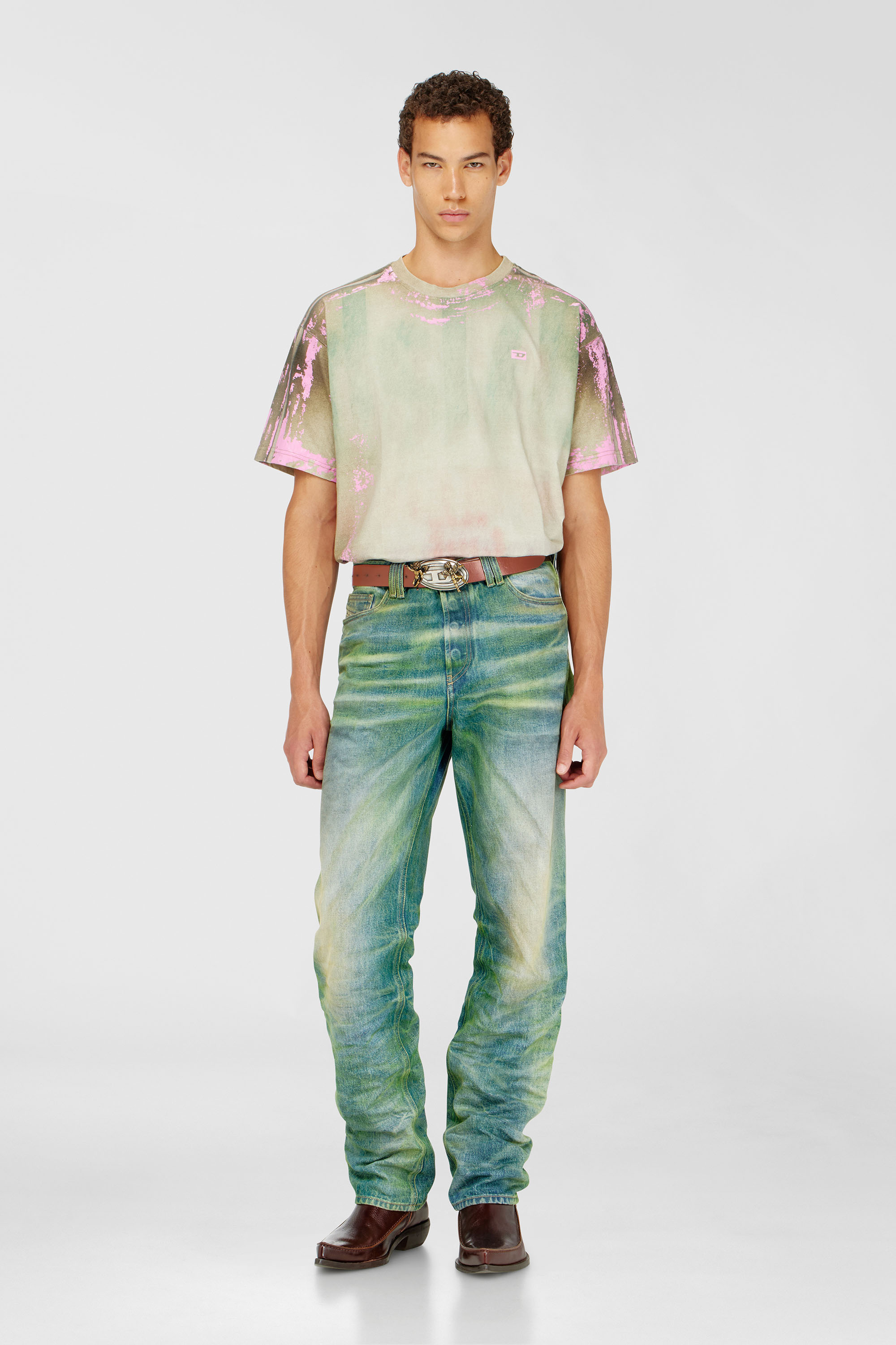 T-Shirt aus Jersey mit Leder-Crack-Effekt