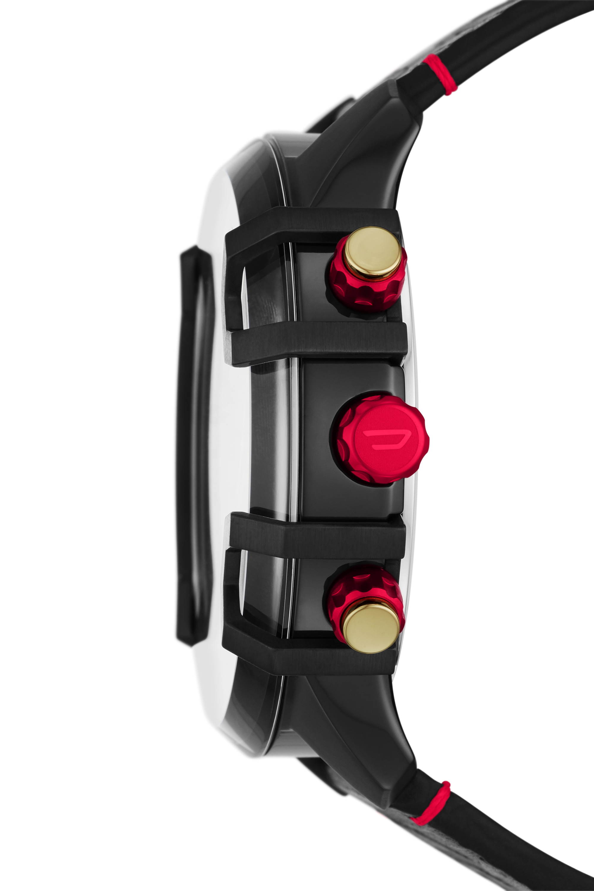 Diesel - DZ4583, Herren Griffed Armbanduhr mit Lederarmband in Schwarz/Rot - 3