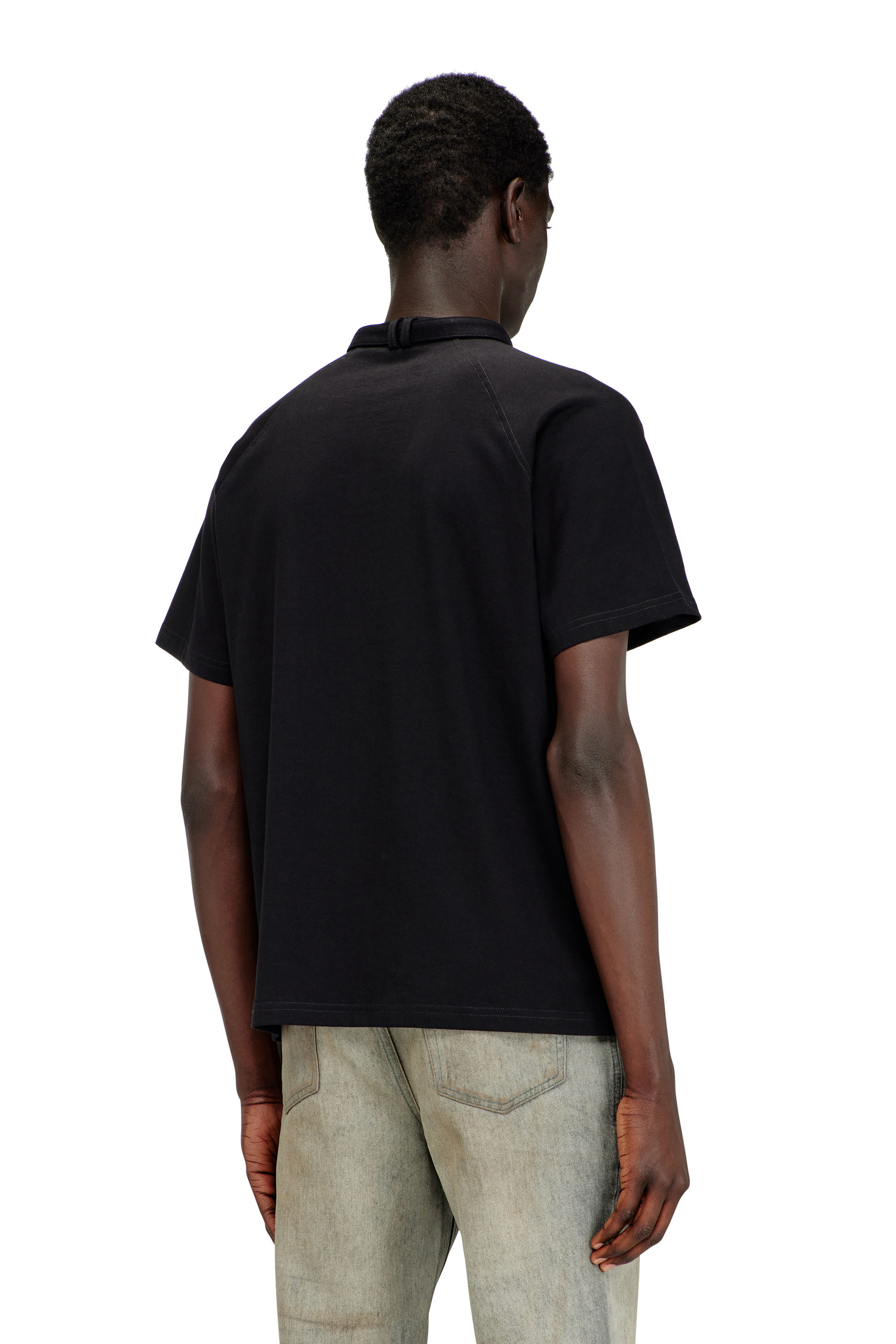 Diesel - T-KAUKO, Herren T-Shirt mit Biker-Halsriemen in Schwarz - 4