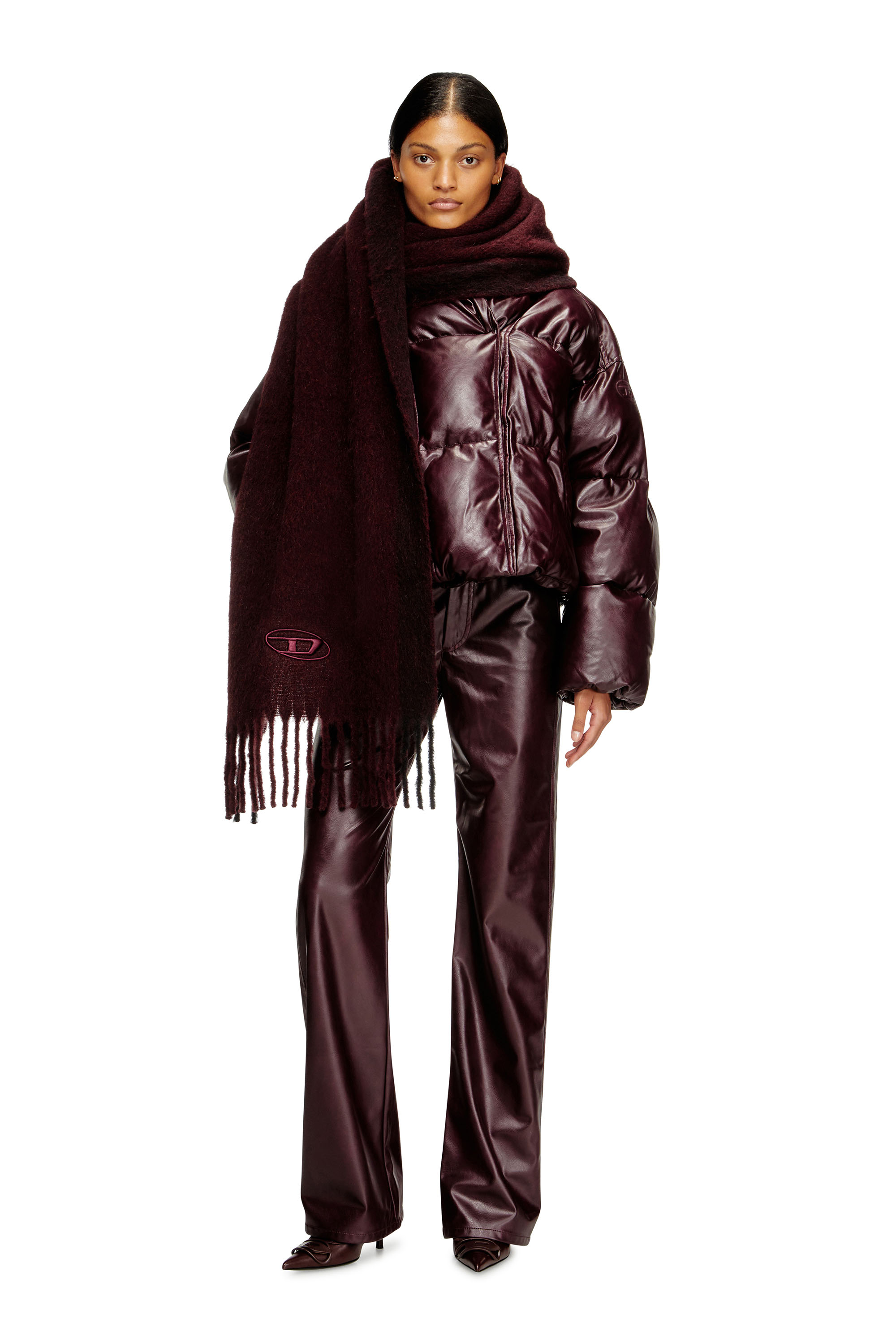 Diesel - FR-W-ILLEY, Damen Burgunderrote Pufferjacke mit Kapuze aus beschichtetem Stoff in Burgunderrot - 2