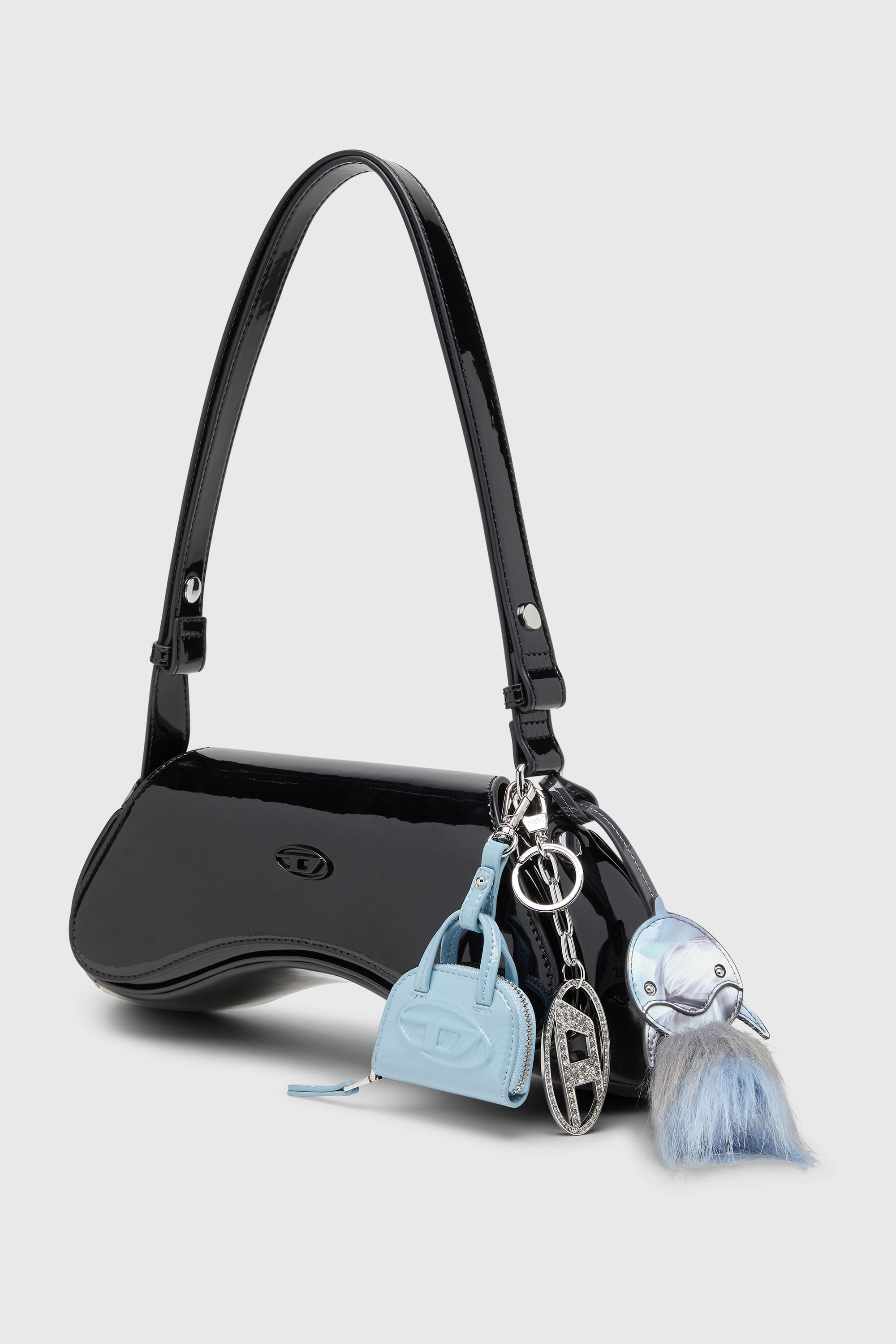 Diesel - HOLY-C, Damen Oval D-Schl&uuml;sselanh&auml;nger aus Metall mit Strass in Silber - 2