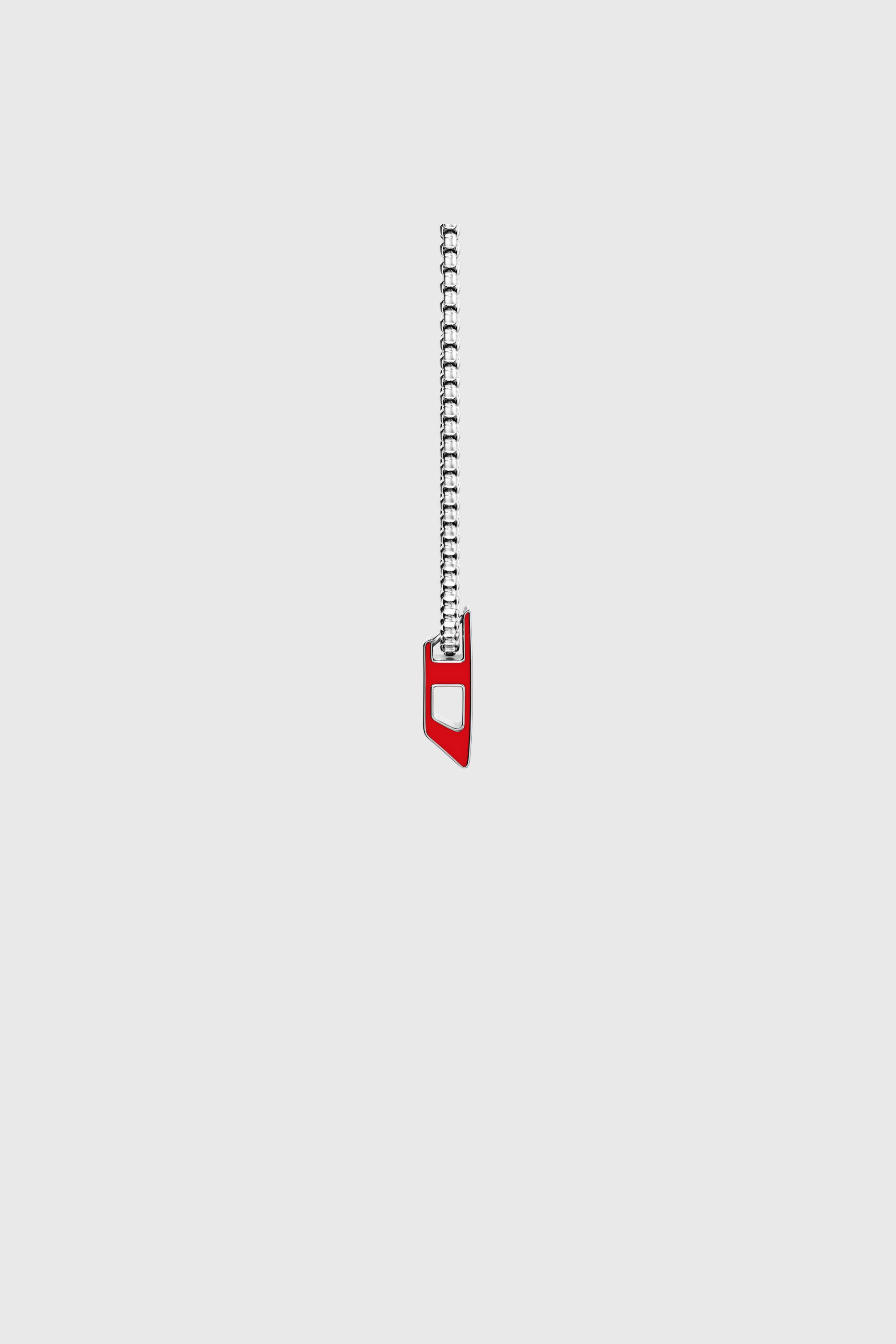 Diesel - DX1689040 JEWELLERY, Unisex Anh&auml;nger-Halskette aus Edelstahl in Silber/Rot - 4