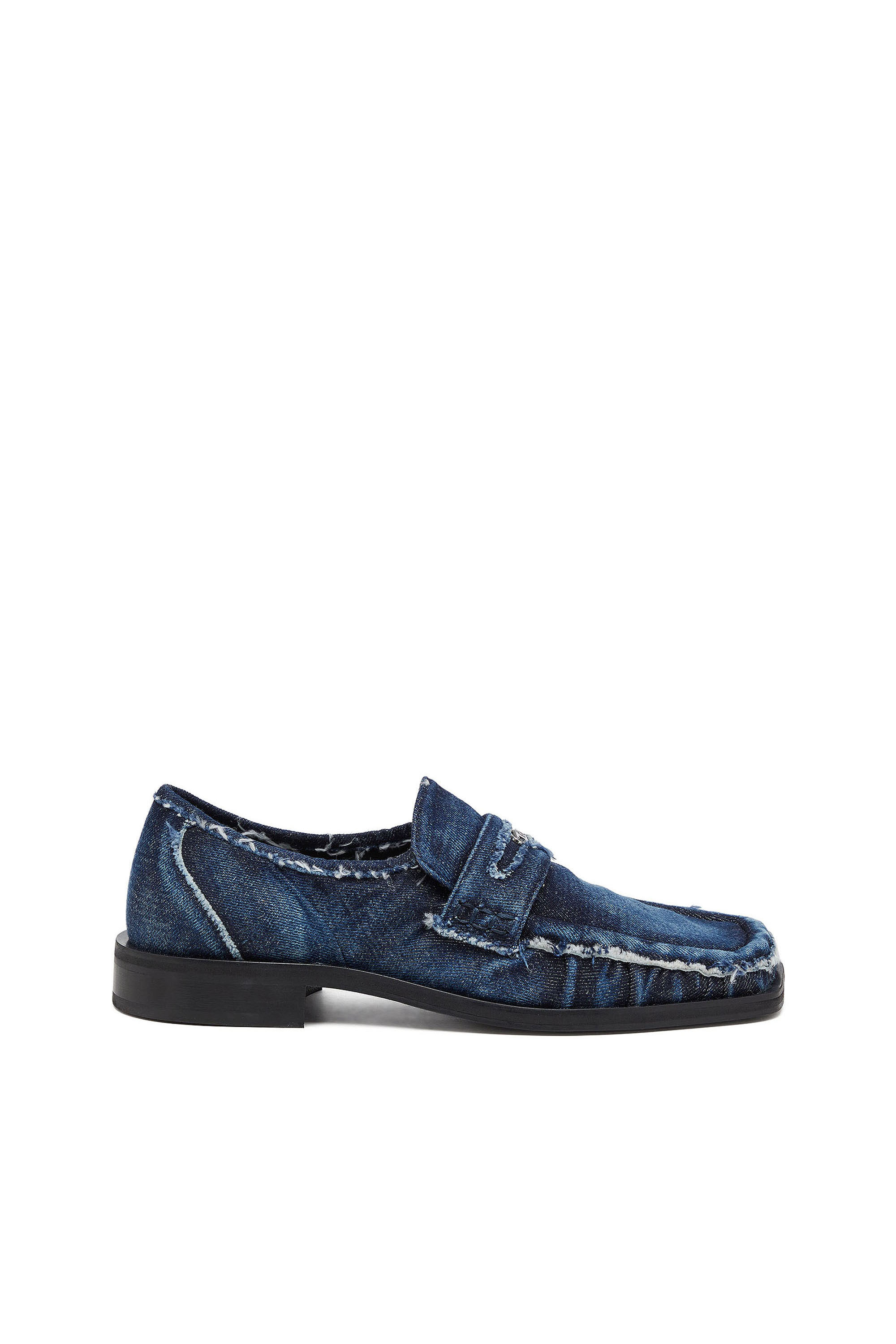 Diesel - D-AMBER LOAFER, Herren D-Amber - Penny Loafer aus ausgefranstem Denim in Blau - 1