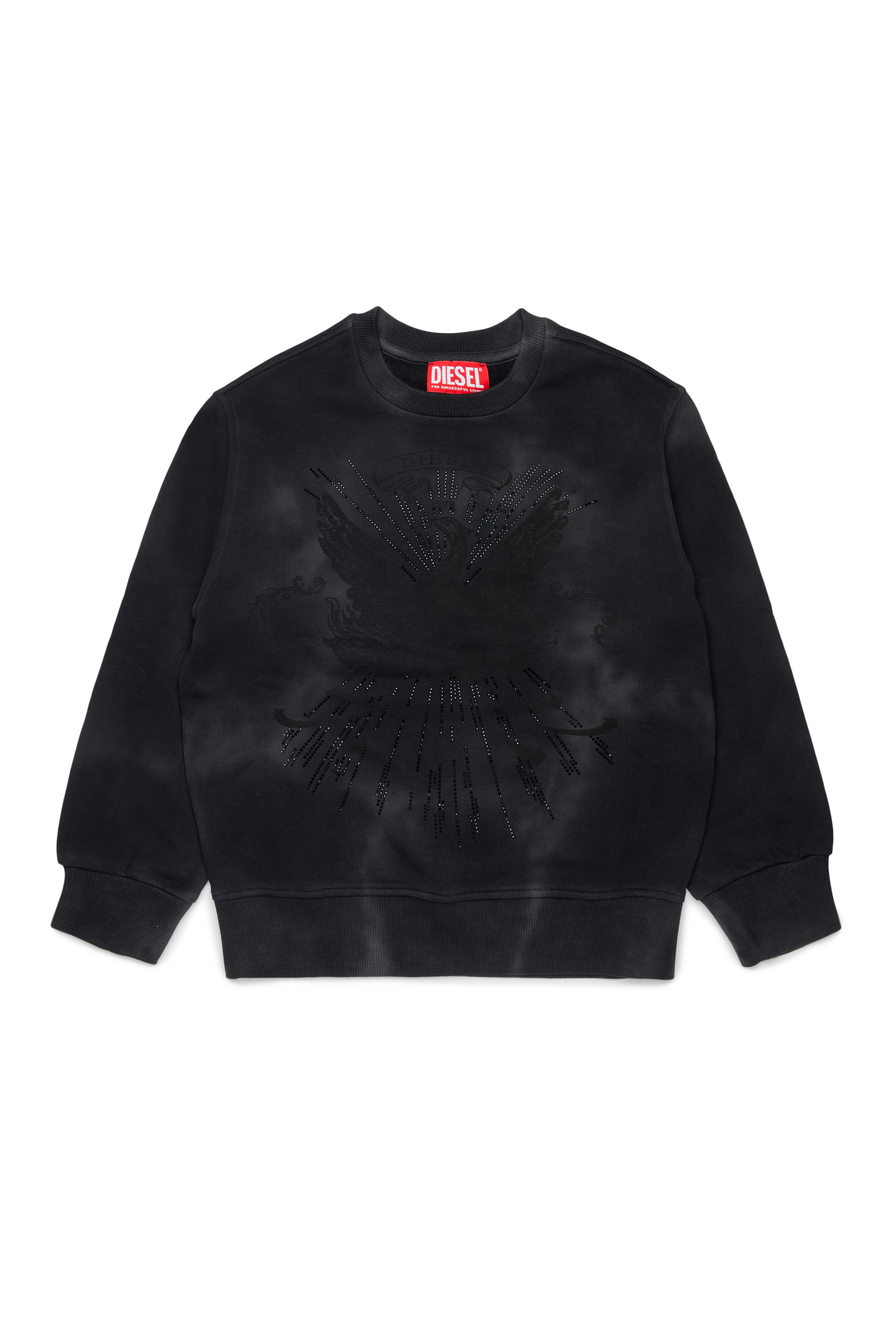 Diesel - SFIN OVER, Herren Sweatshirt mit cloudy-Effekt und Phoenix-Motiv in Schwarz - 1