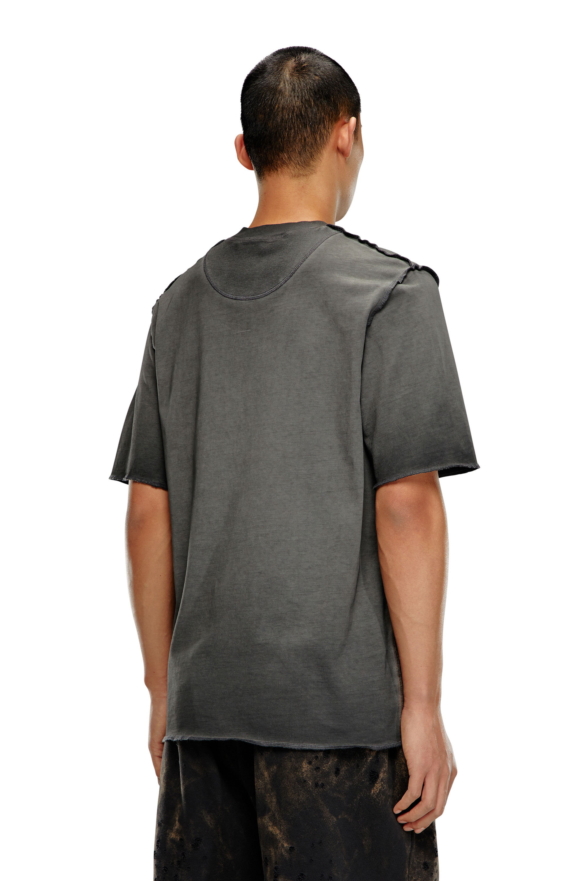 Diesel - T-ERIE-N, Herren T-Shirt mit Schultern mit Mikro-Waffel-Muster in Grau - Image 4