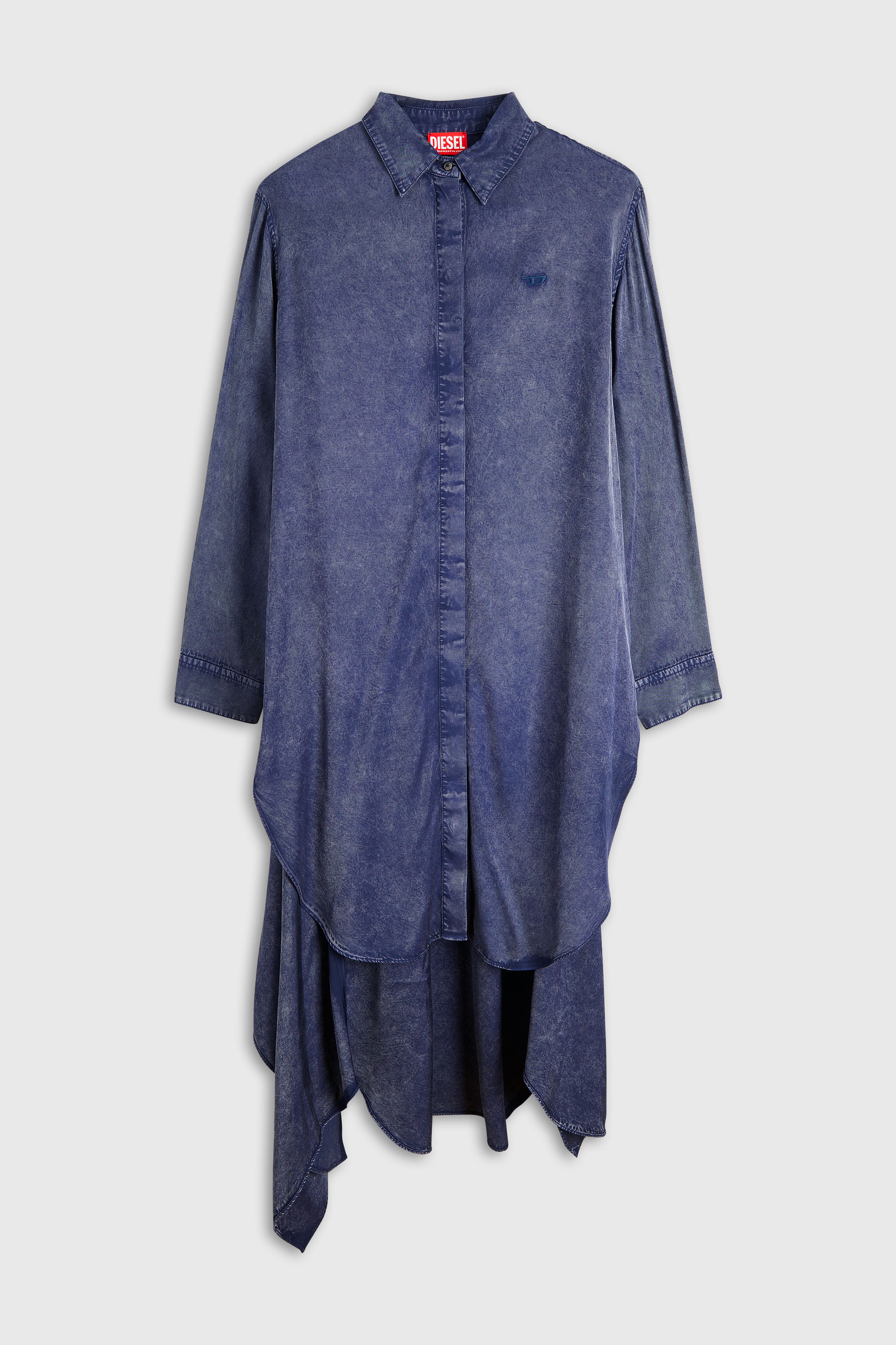 Diesel - D-ILETTA-B2, Damen Midi-Hemdkleid aus Viskose mit Denim-Effekt in null - 1