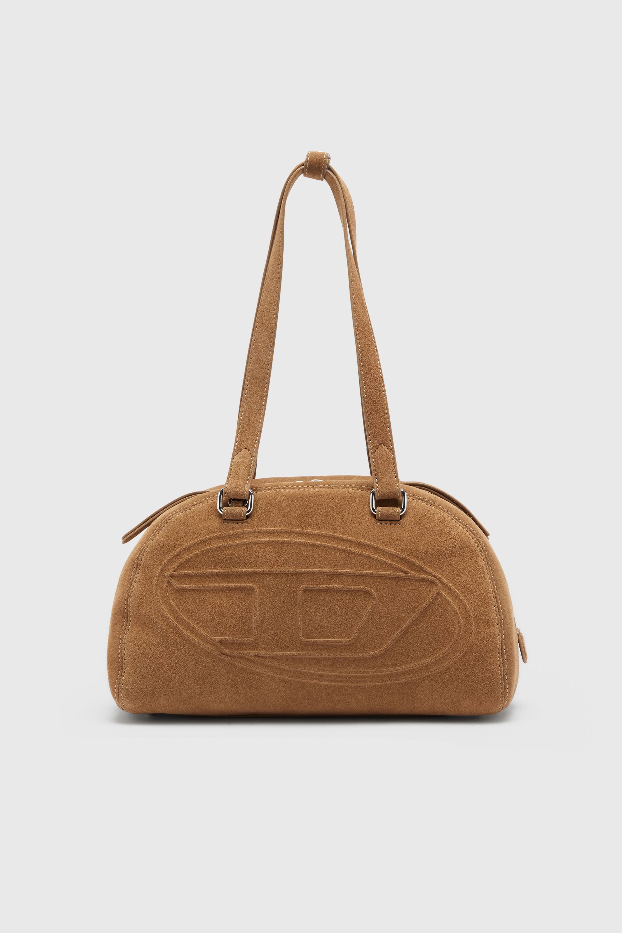Diesel - 1DR DOME SHOULDER, Unisex 1DR Dome-Suede Schultertasche mit Oval D Logo in Beige - 1