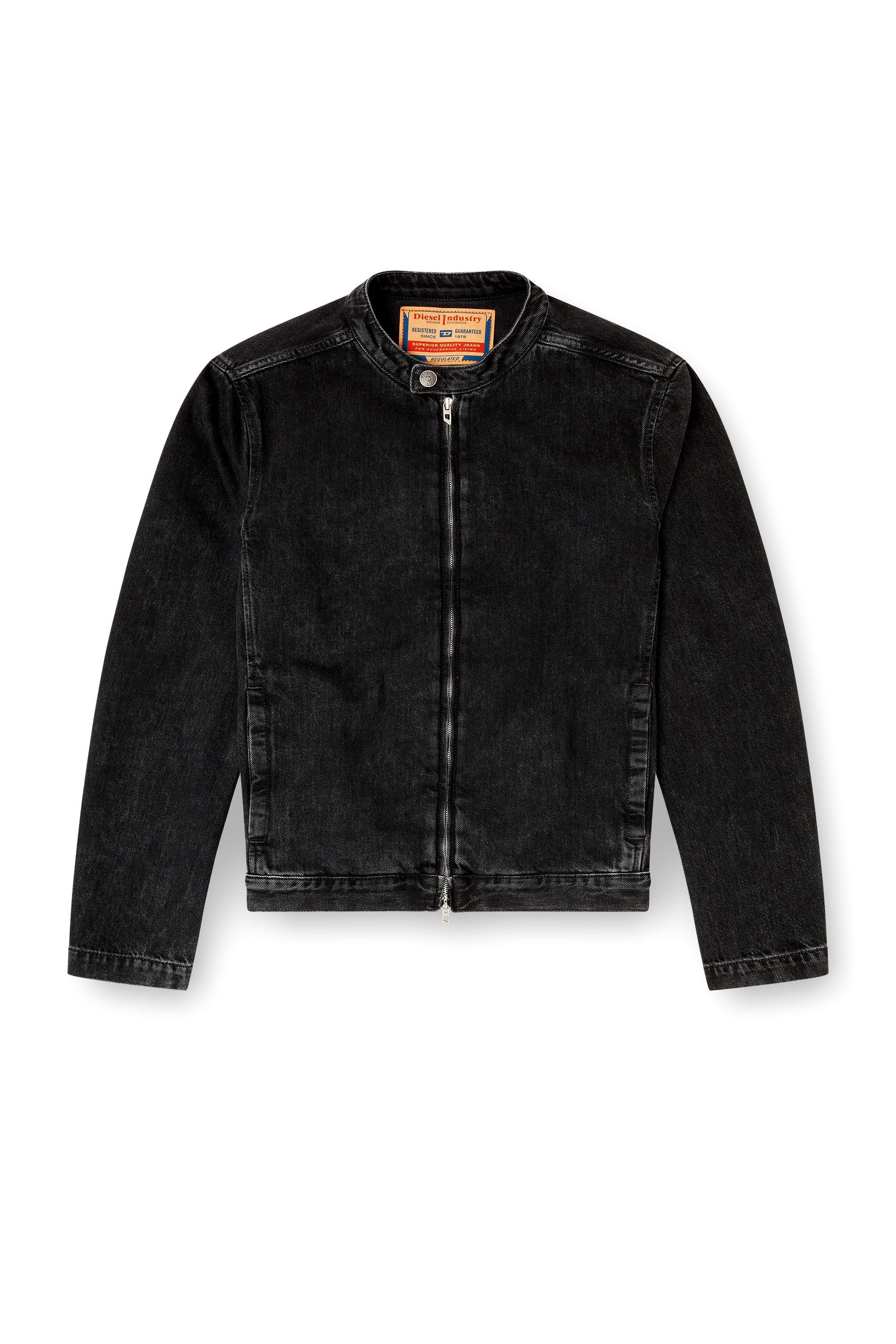 Diesel - D-GLORY, Herren Bikerjacke aus sauber gewaschenem Denim in Schwarz - 2