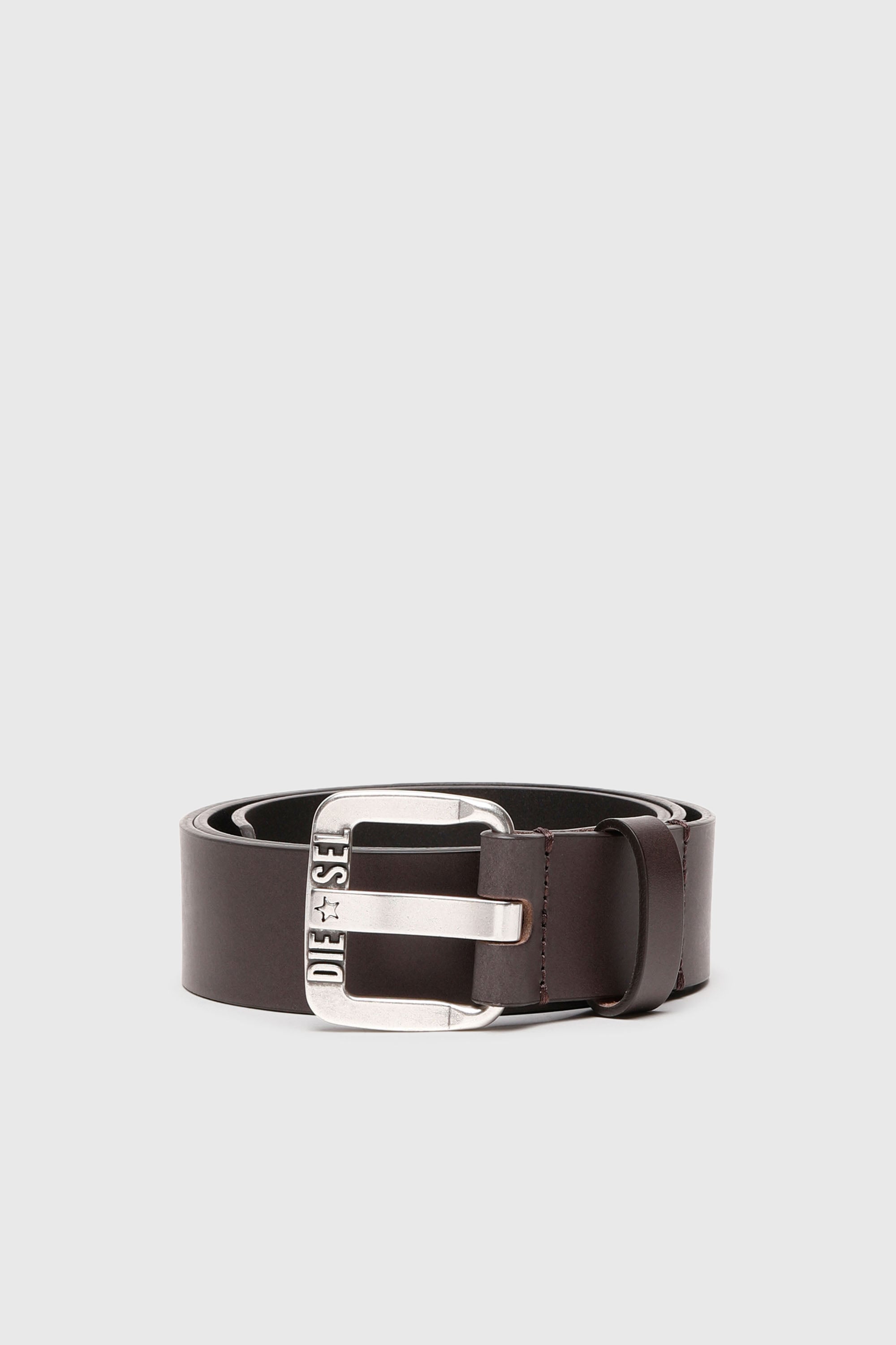 Diesel - B-STAR II, Herren 3.9cm G&uuml;rtel aus Leder mit Sternen-Logo-Schlie&szlig;e aus Metall in Dunkelbraun - 1